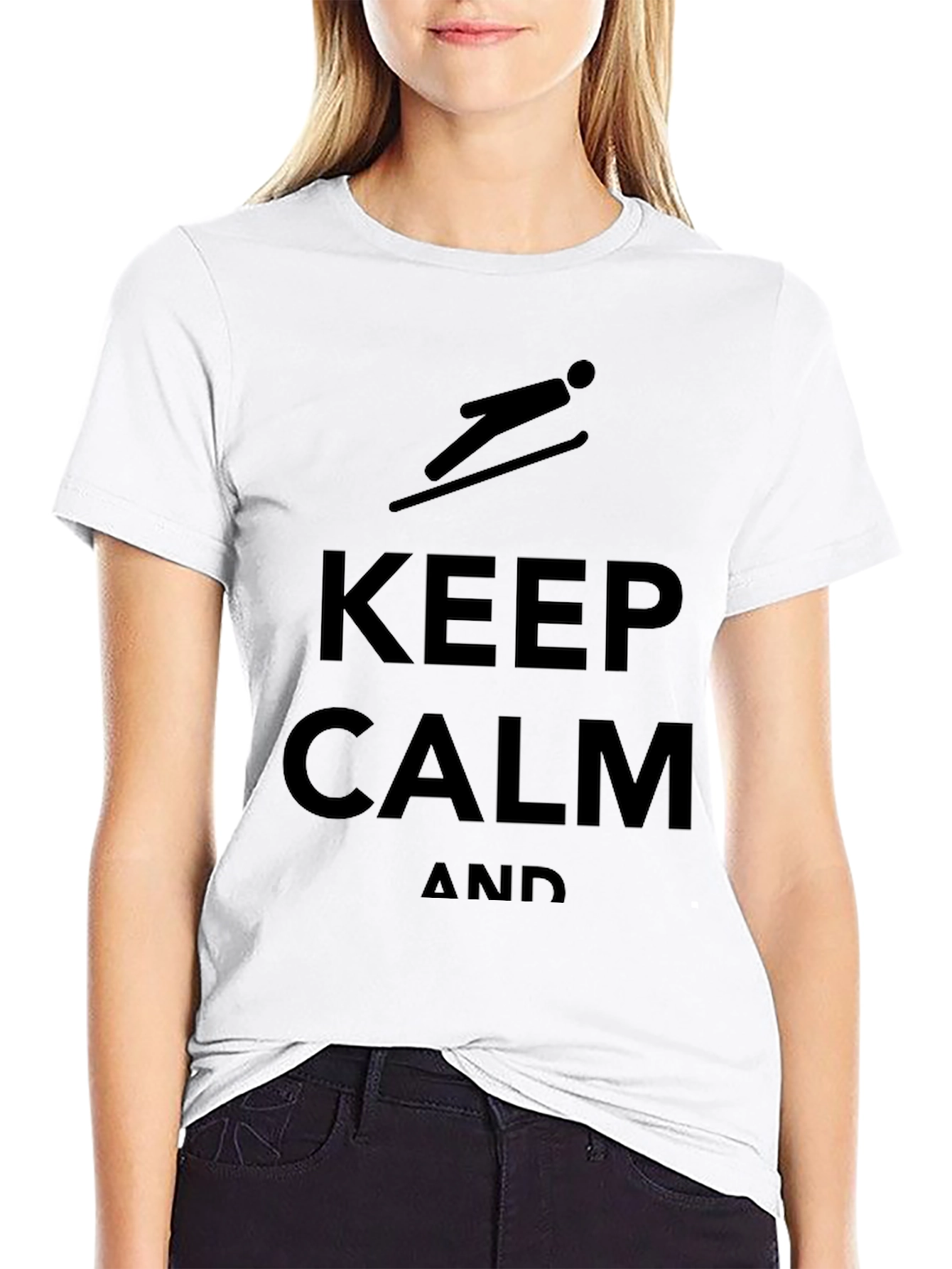 Keep Calm and Ski Black Graphic Tee