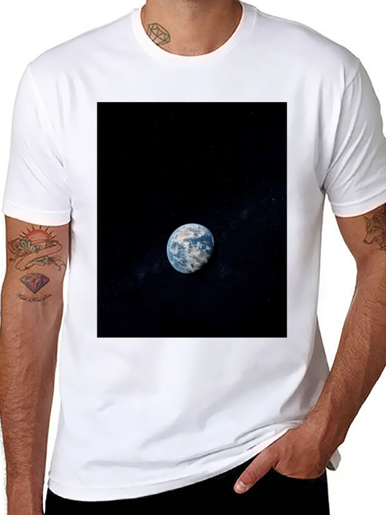 Earth View Graphic Black T-Shirt