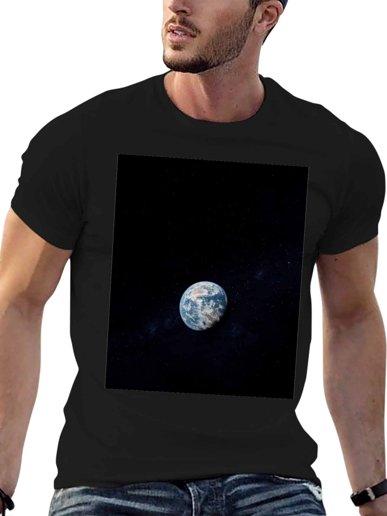 Earth View Graphic Black T-Shirt