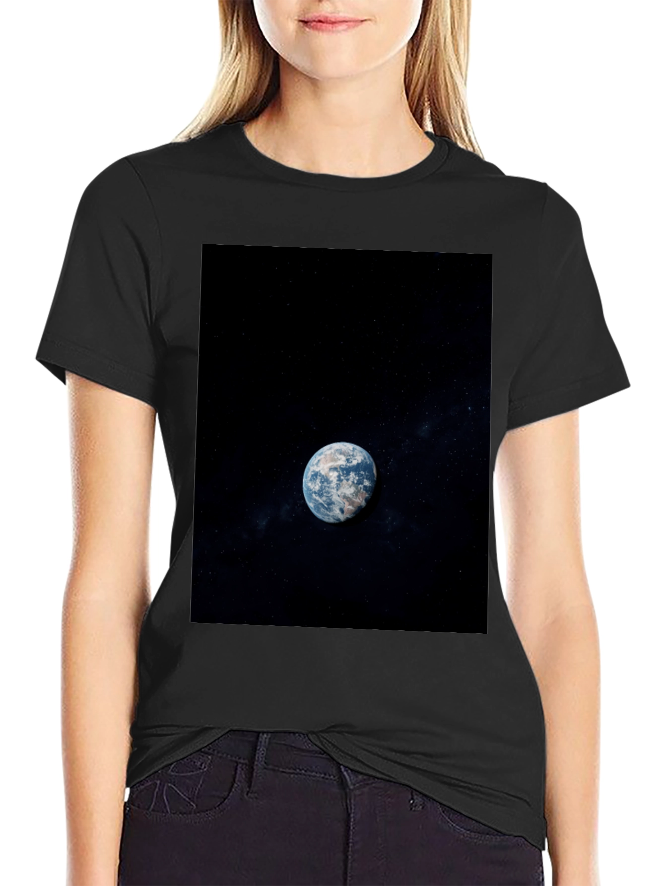 Earth View Graphic Black T-Shirt