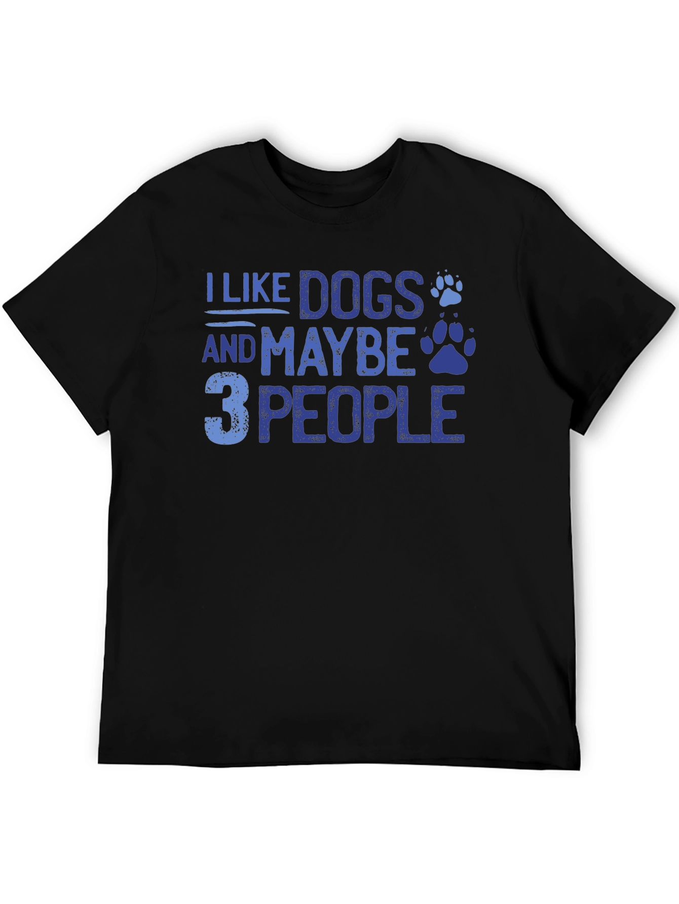 I Like Dogs and Maybe 3 People Black T-Shirt