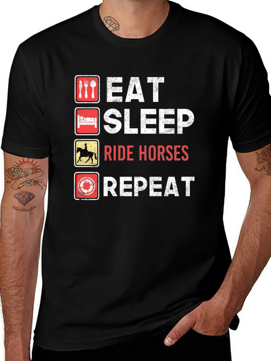 Eat Sleep Ride Horses Repeat Black T-Shirt