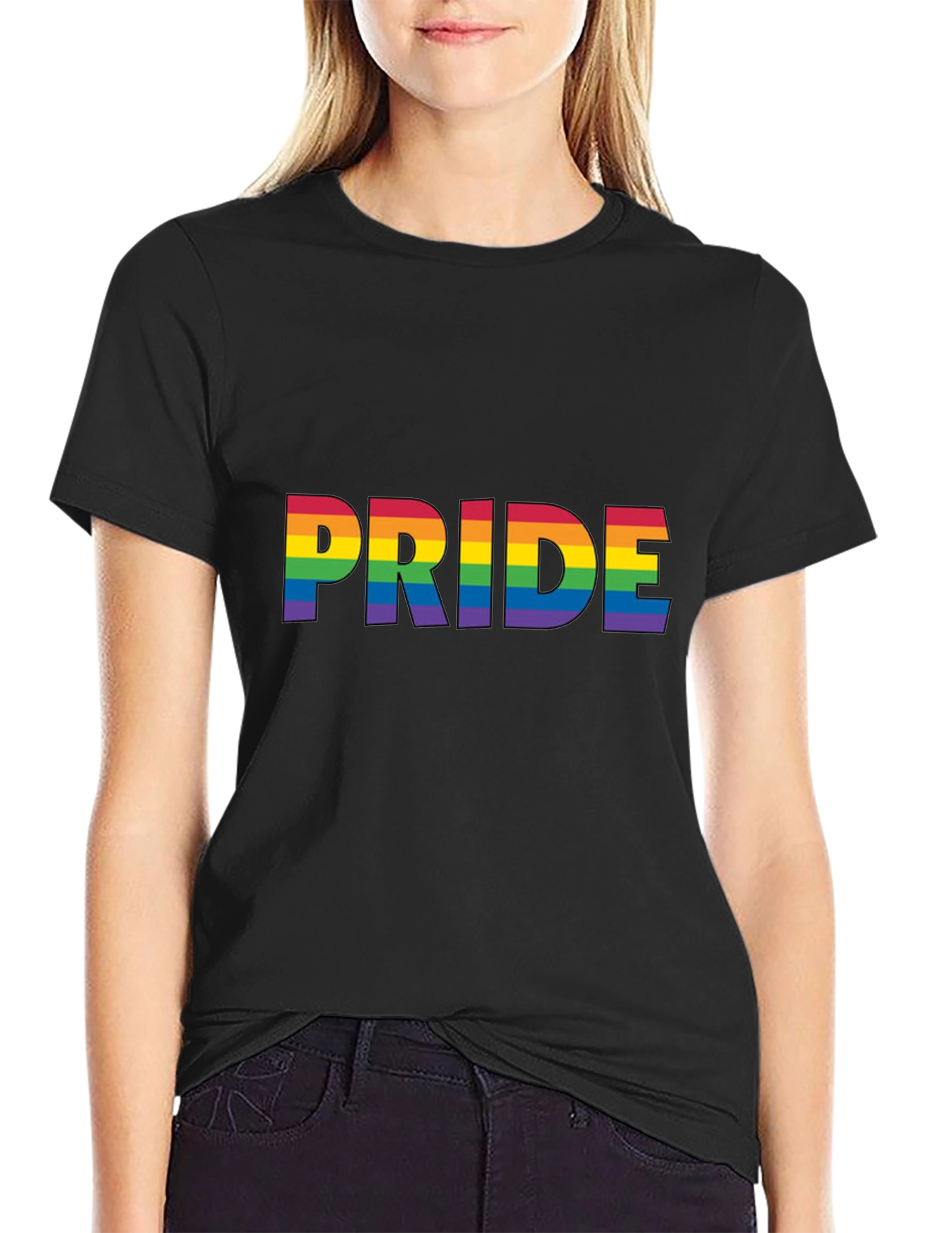 Pride Rainbow Graphic Tee - Black Cotton Comfort