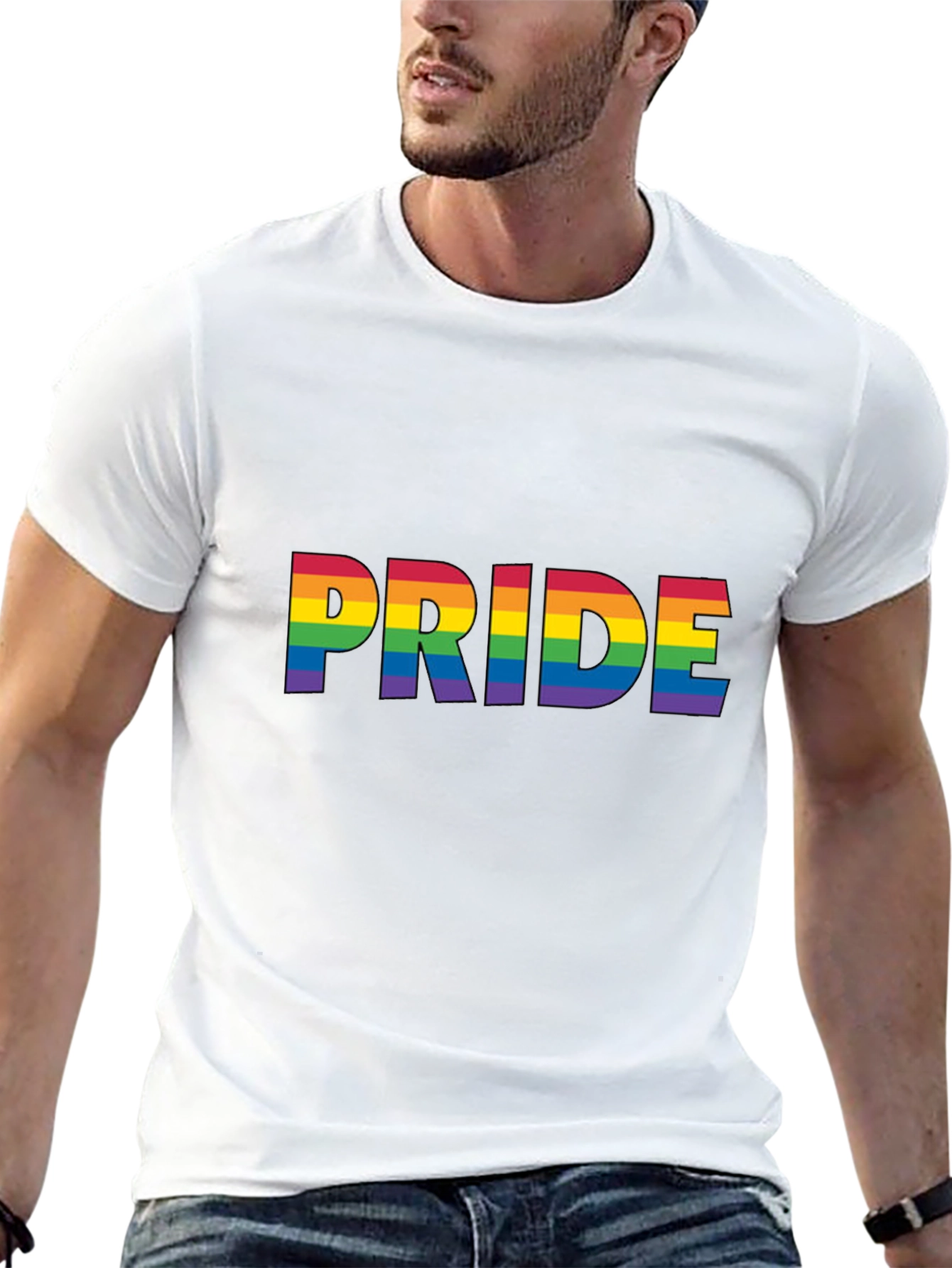 Pride Rainbow Graphic Tee - Black Cotton Comfort