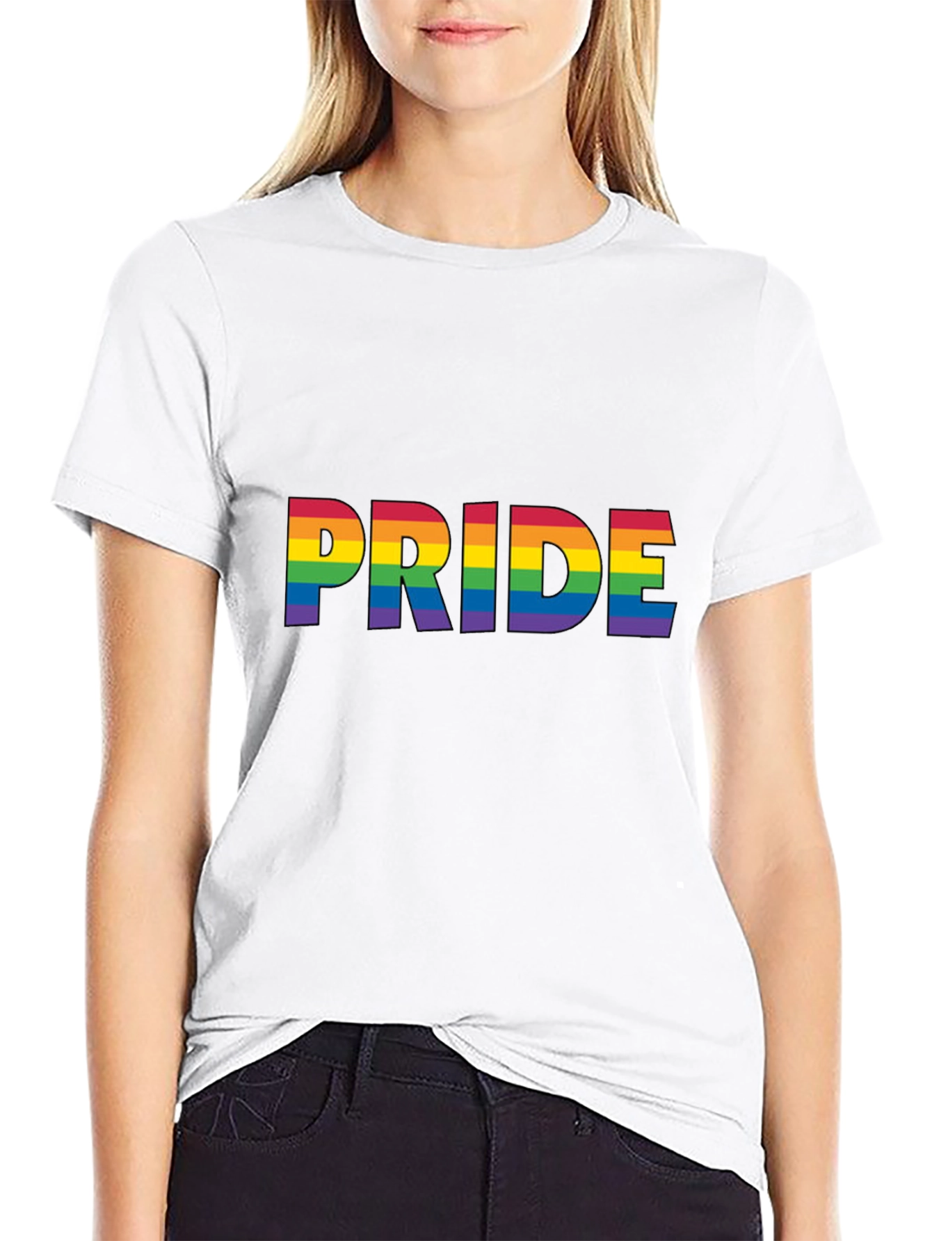 Pride Rainbow Graphic Tee - Black Cotton Comfort