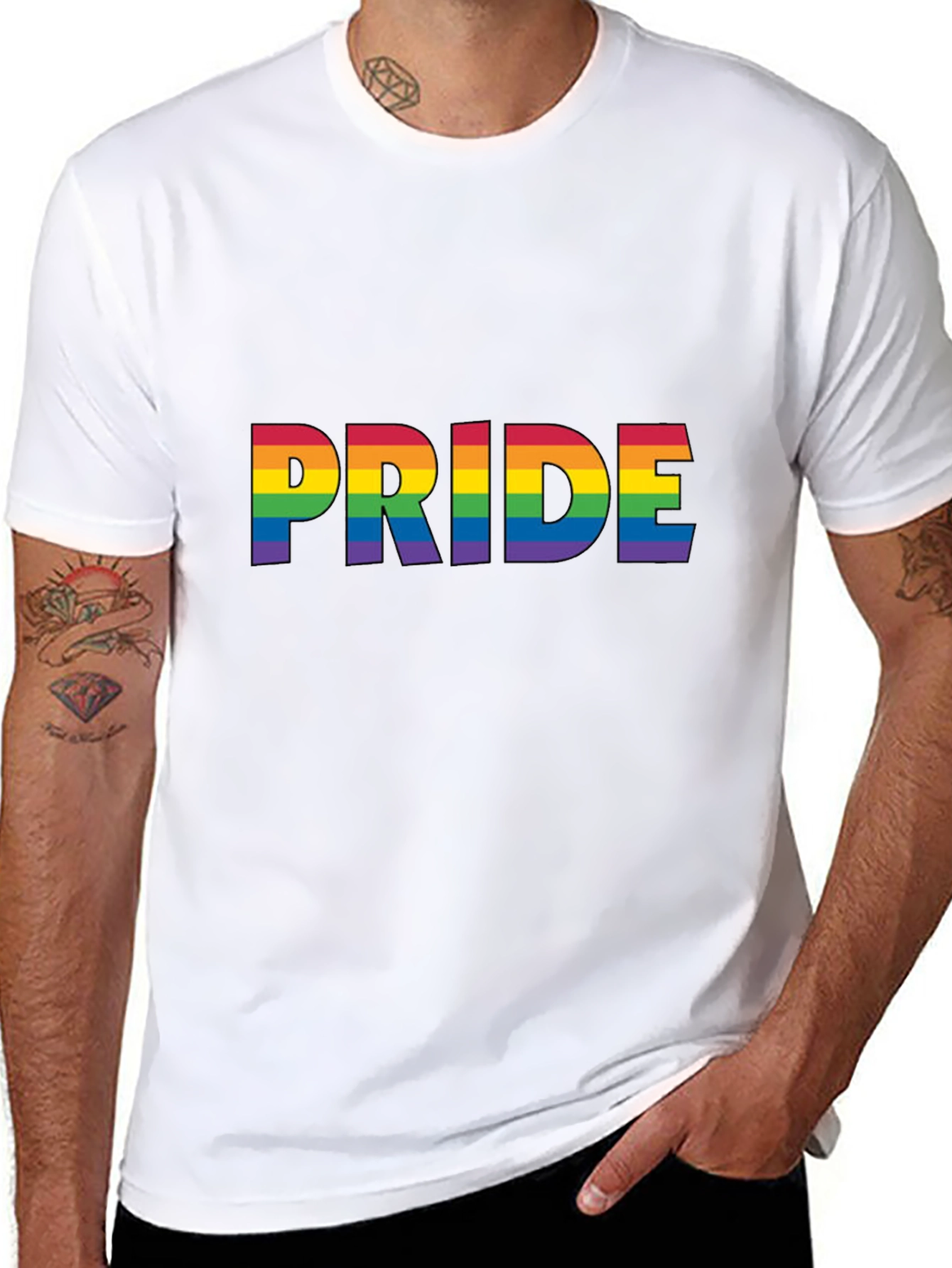 Pride Rainbow Graphic Tee - Black Cotton Comfort