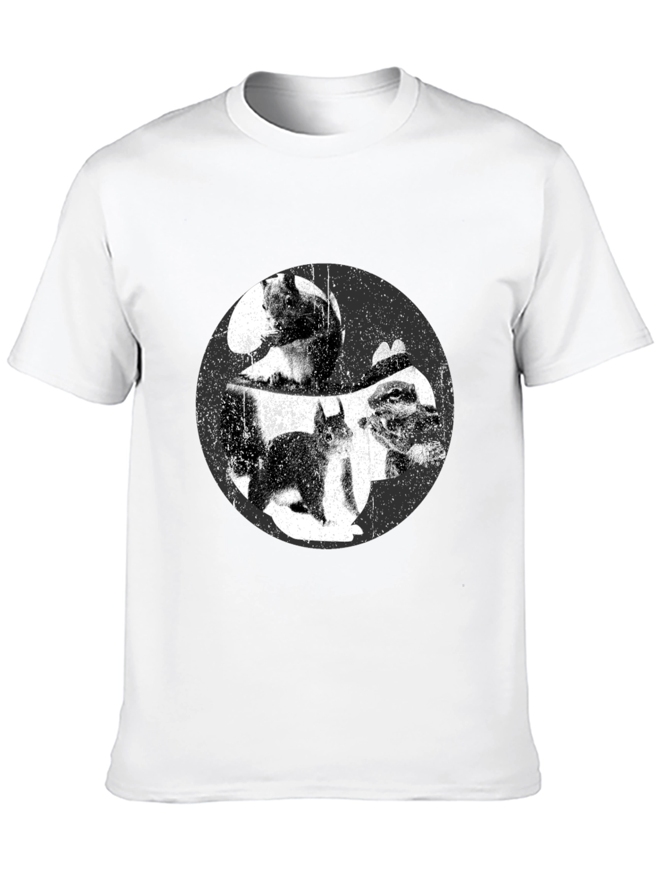Squirrel Yin Yang Graphic T-Shirt - Black