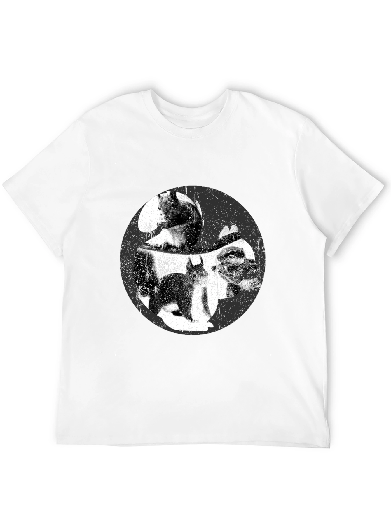 Squirrel Yin Yang Graphic T-Shirt - Black