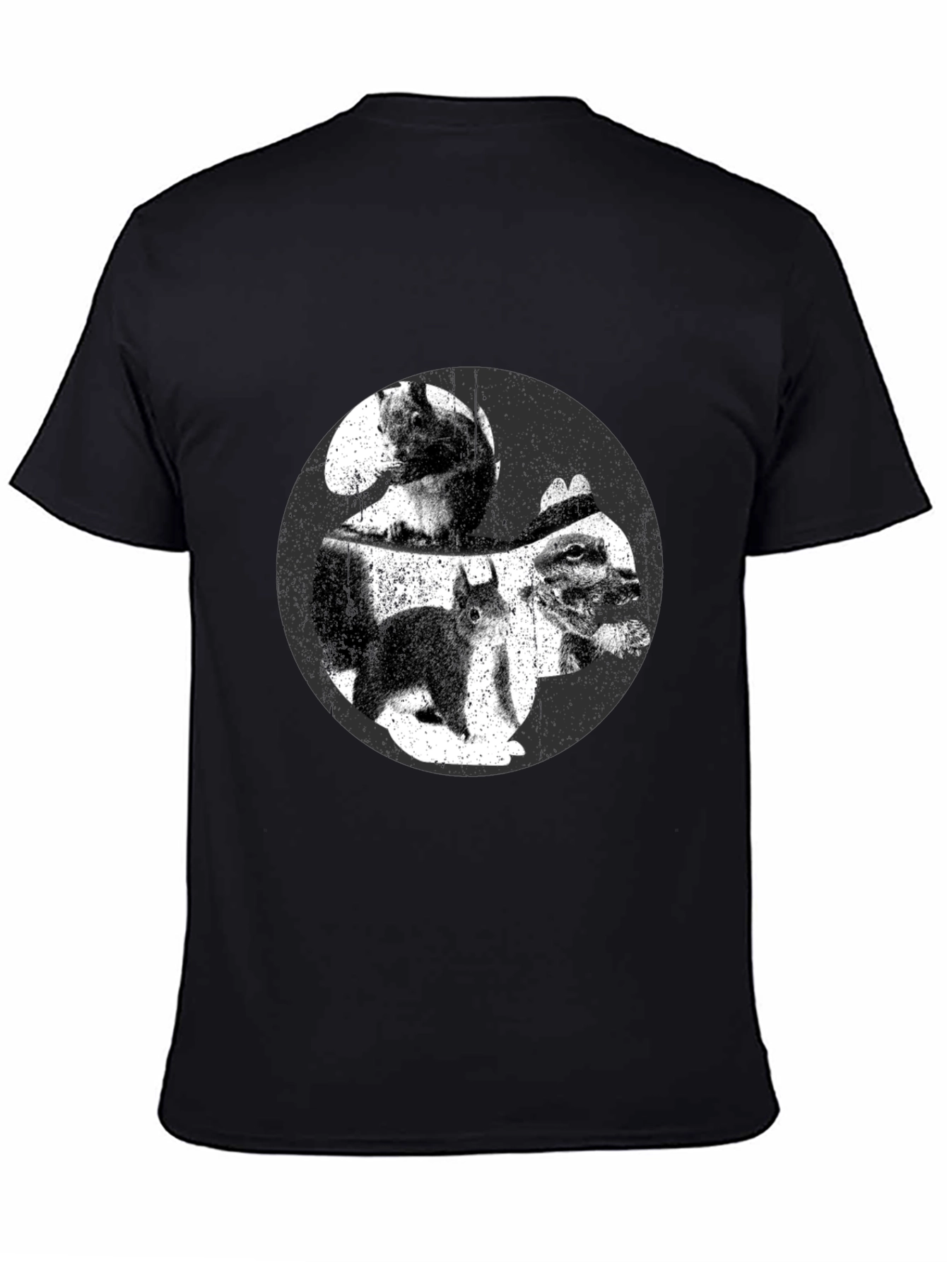 Squirrel Yin Yang Graphic T-Shirt - Black