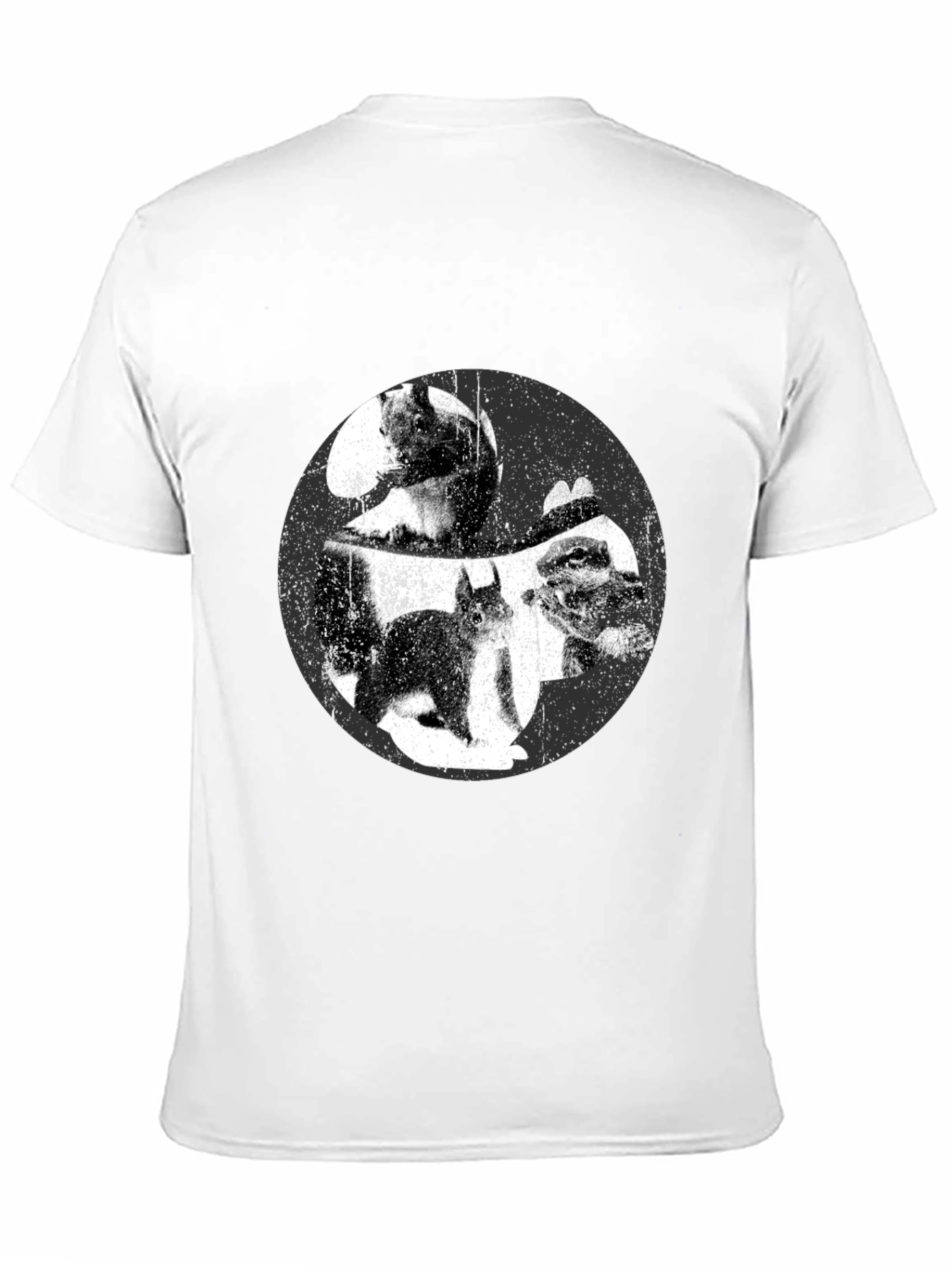 Squirrel Yin Yang Graphic T-Shirt - Black