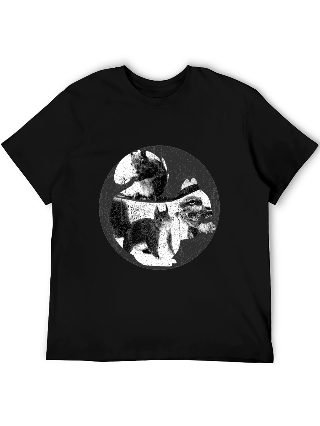 Squirrel Yin Yang Graphic T-Shirt - Black