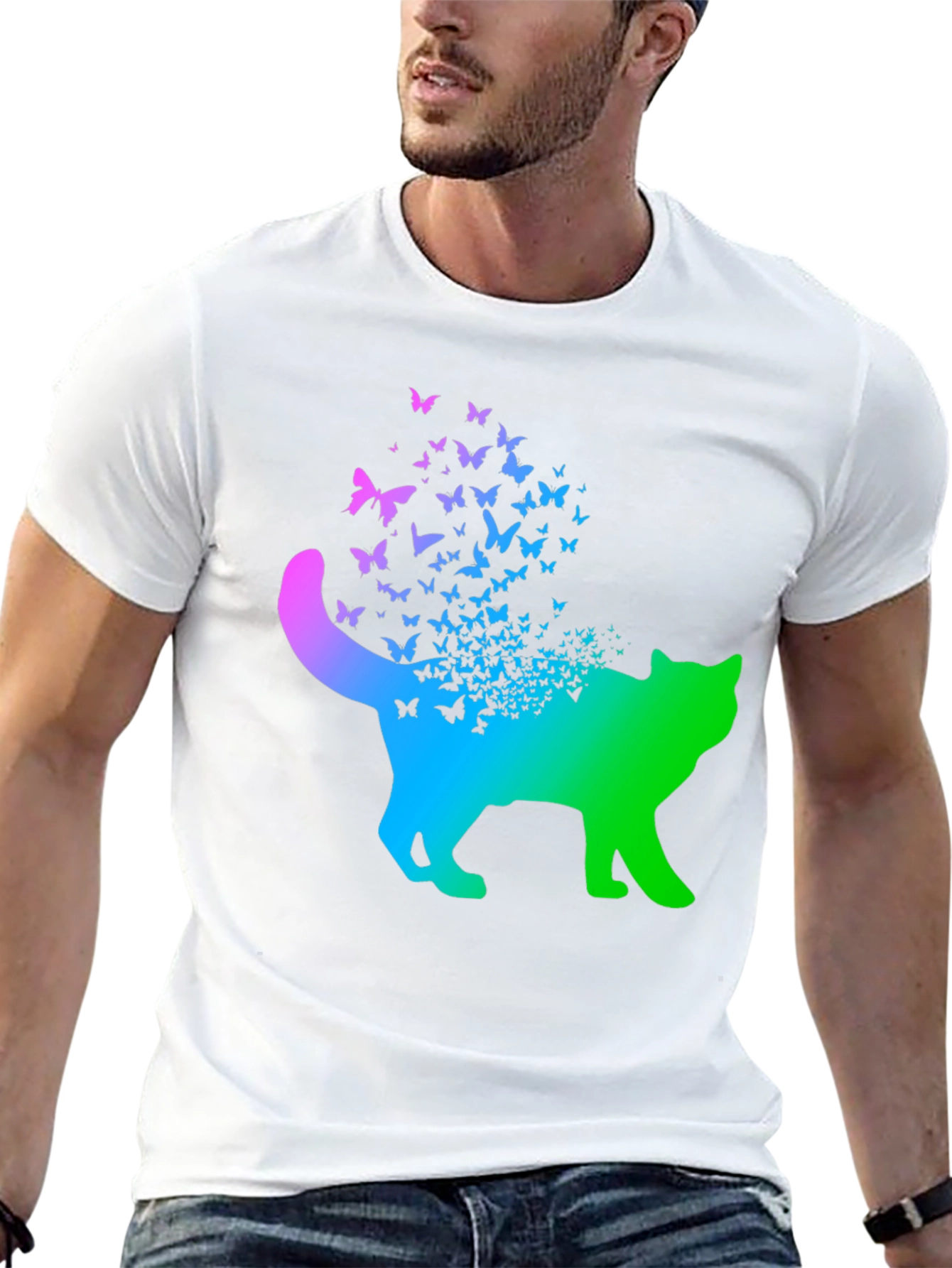Butterfly Cat Graphic T-Shirt