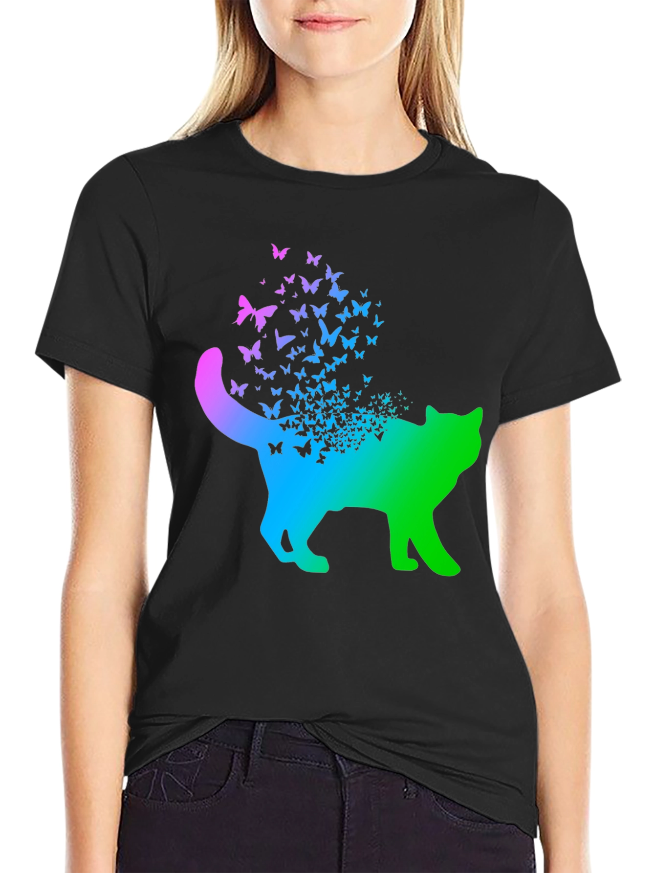 Butterfly Cat Graphic T-Shirt
