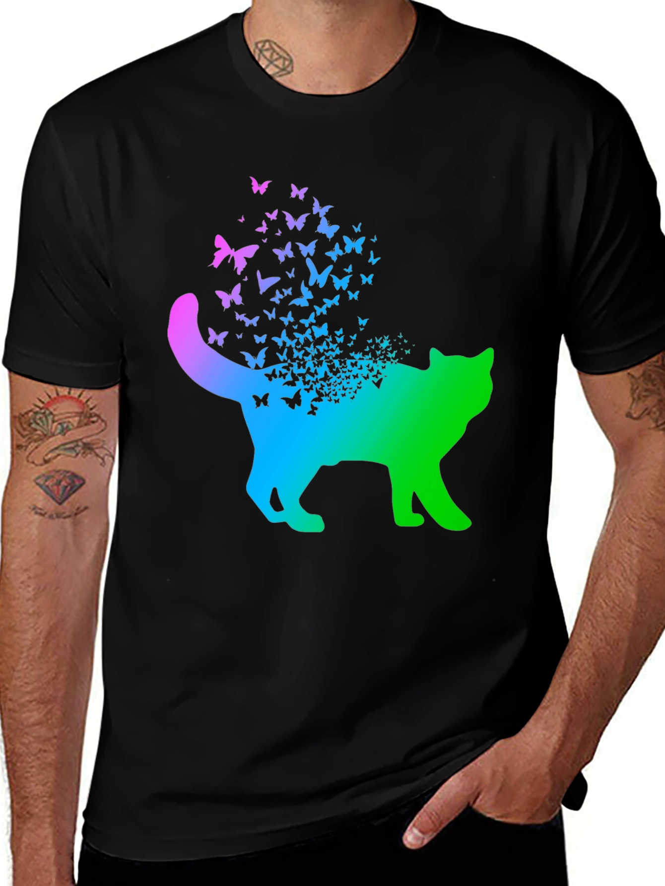 Butterfly Cat Graphic T-Shirt