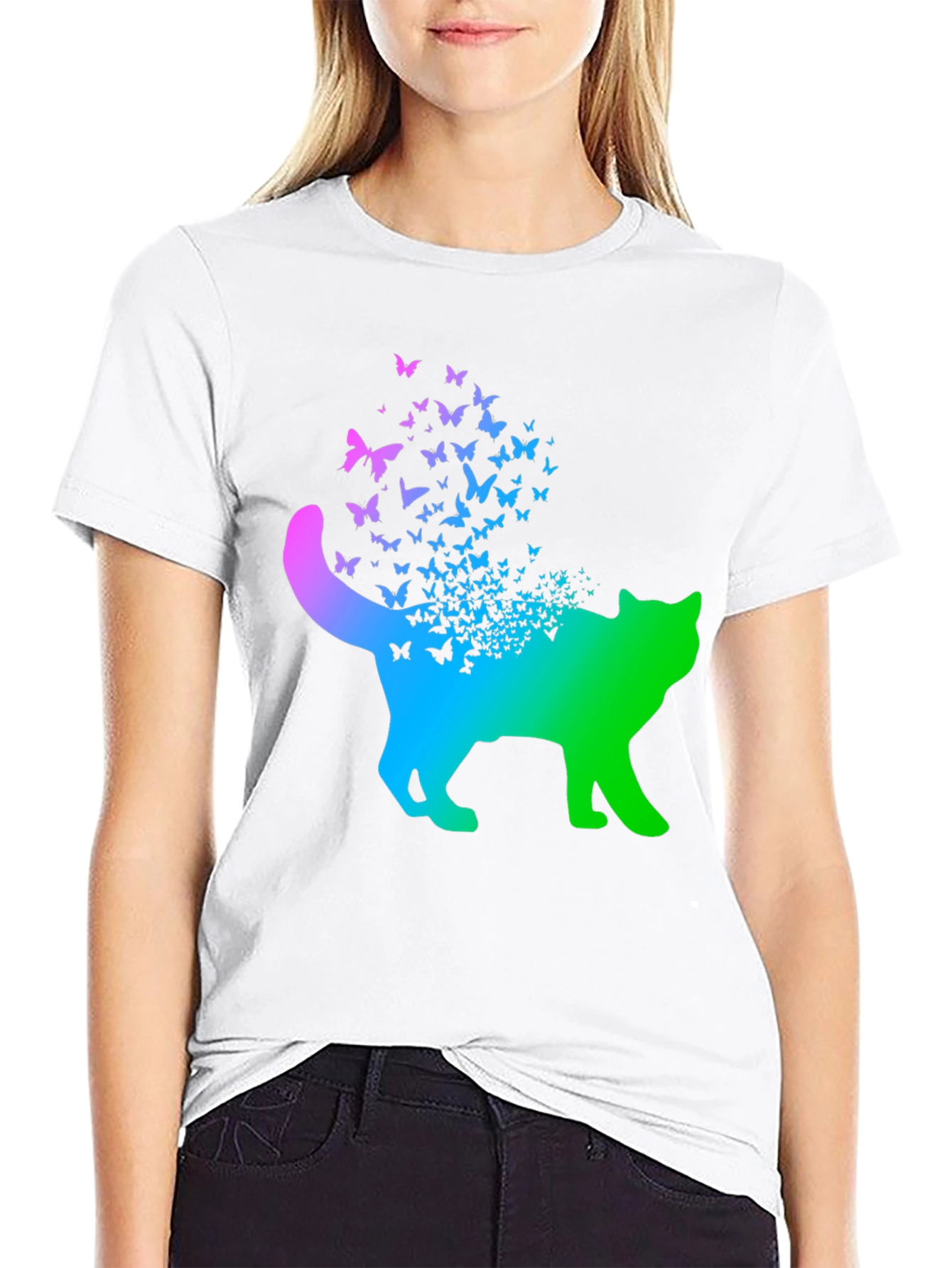 Butterfly Cat Graphic T-Shirt
