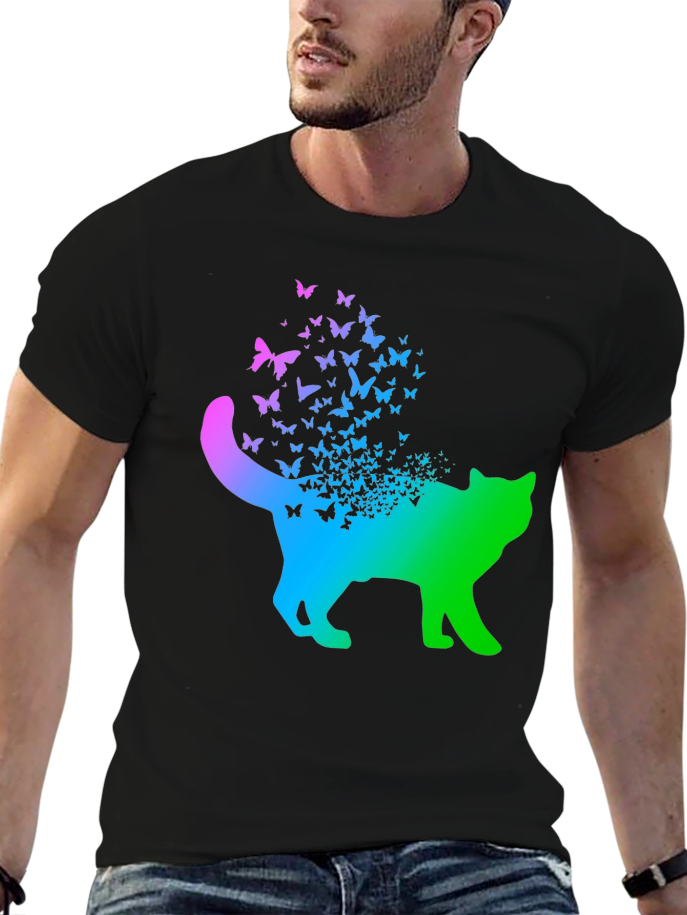 Butterfly Cat Graphic T-Shirt