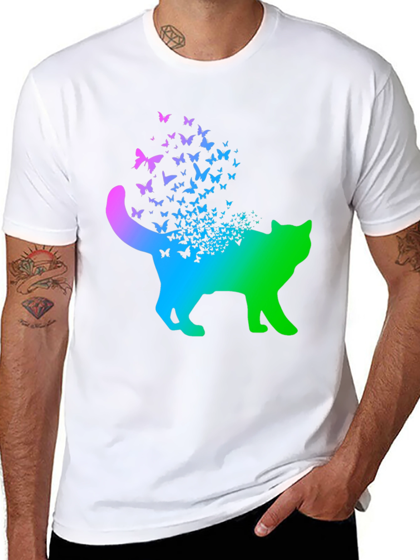 Butterfly Cat Graphic T-Shirt
