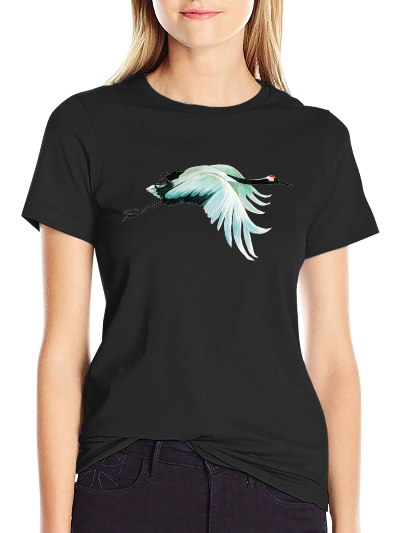 Crane Graphic Black T-Shirt