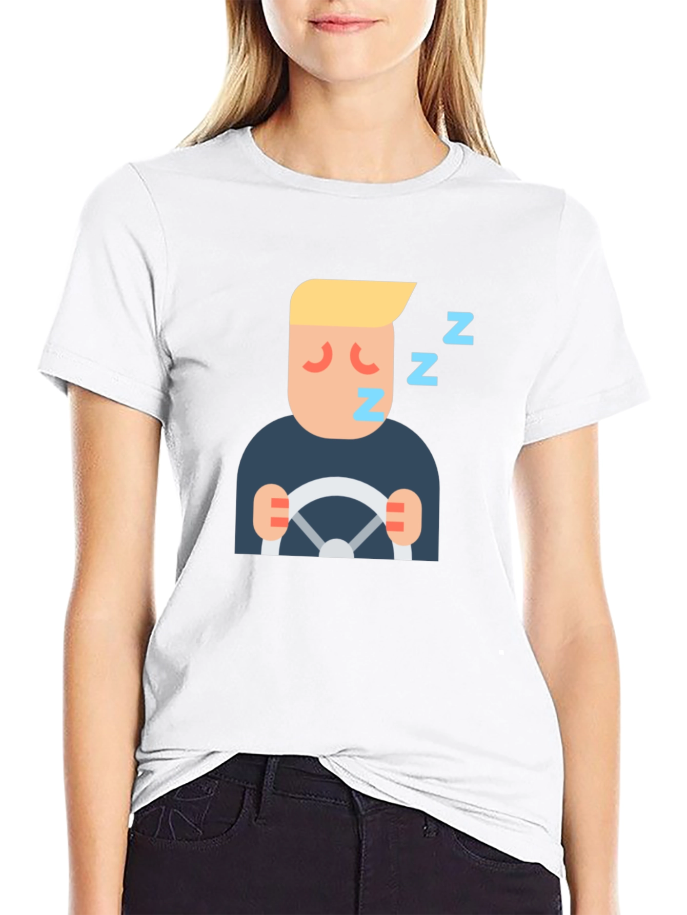 Sleepy Driver Graphic Tee - Black Cotton T-Shirt