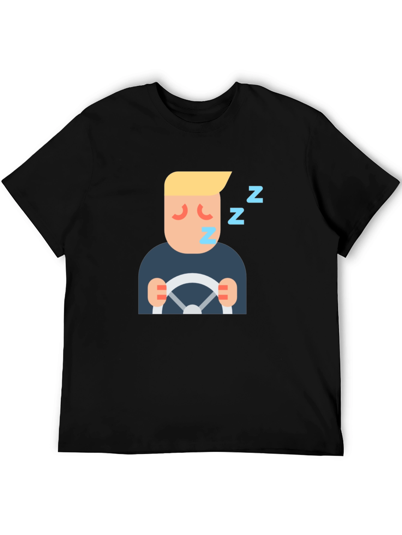 Sleepy Driver Graphic Tee - Black Cotton T-Shirt