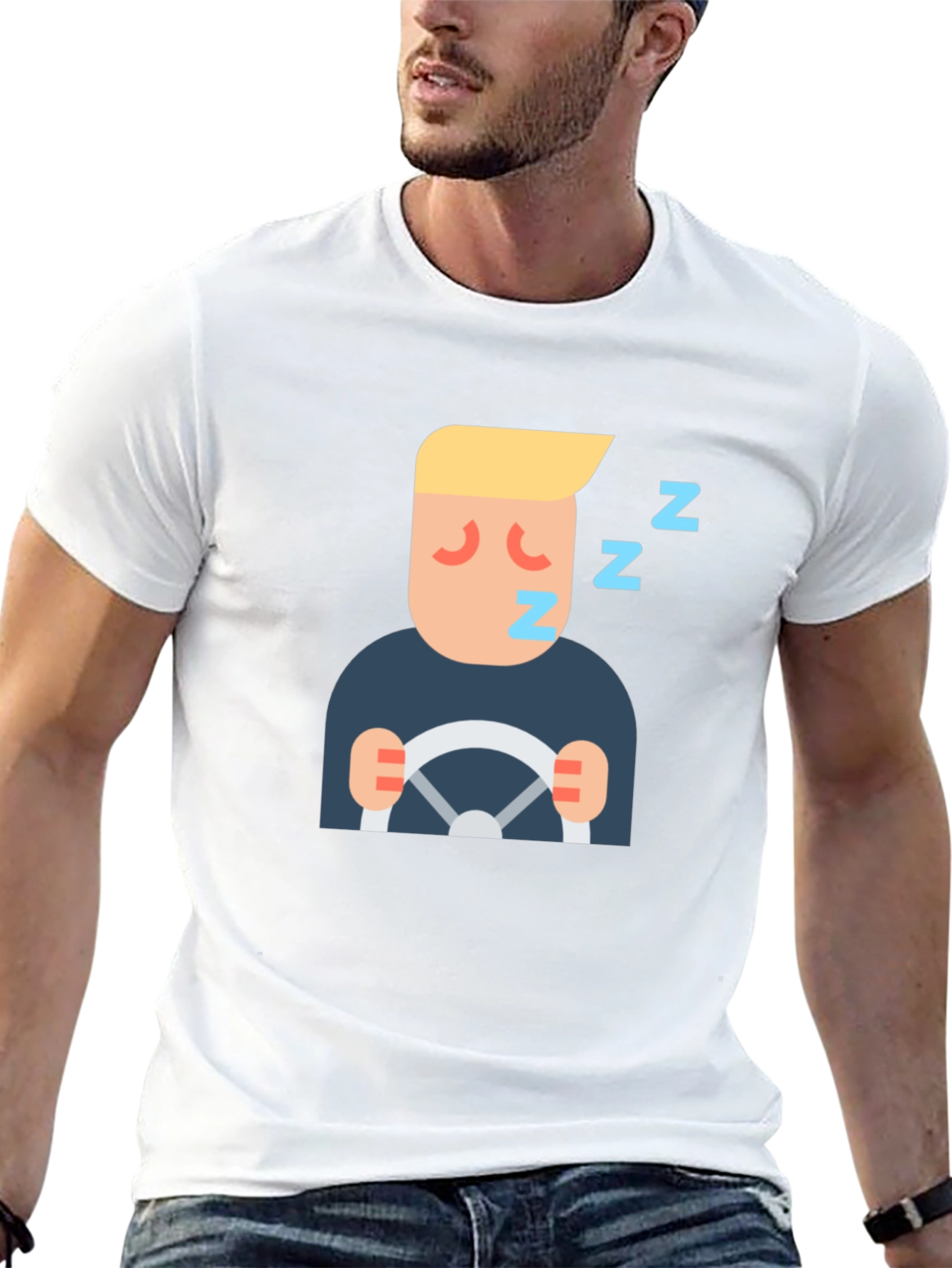 Sleepy Driver Graphic Tee - Black Cotton T-Shirt