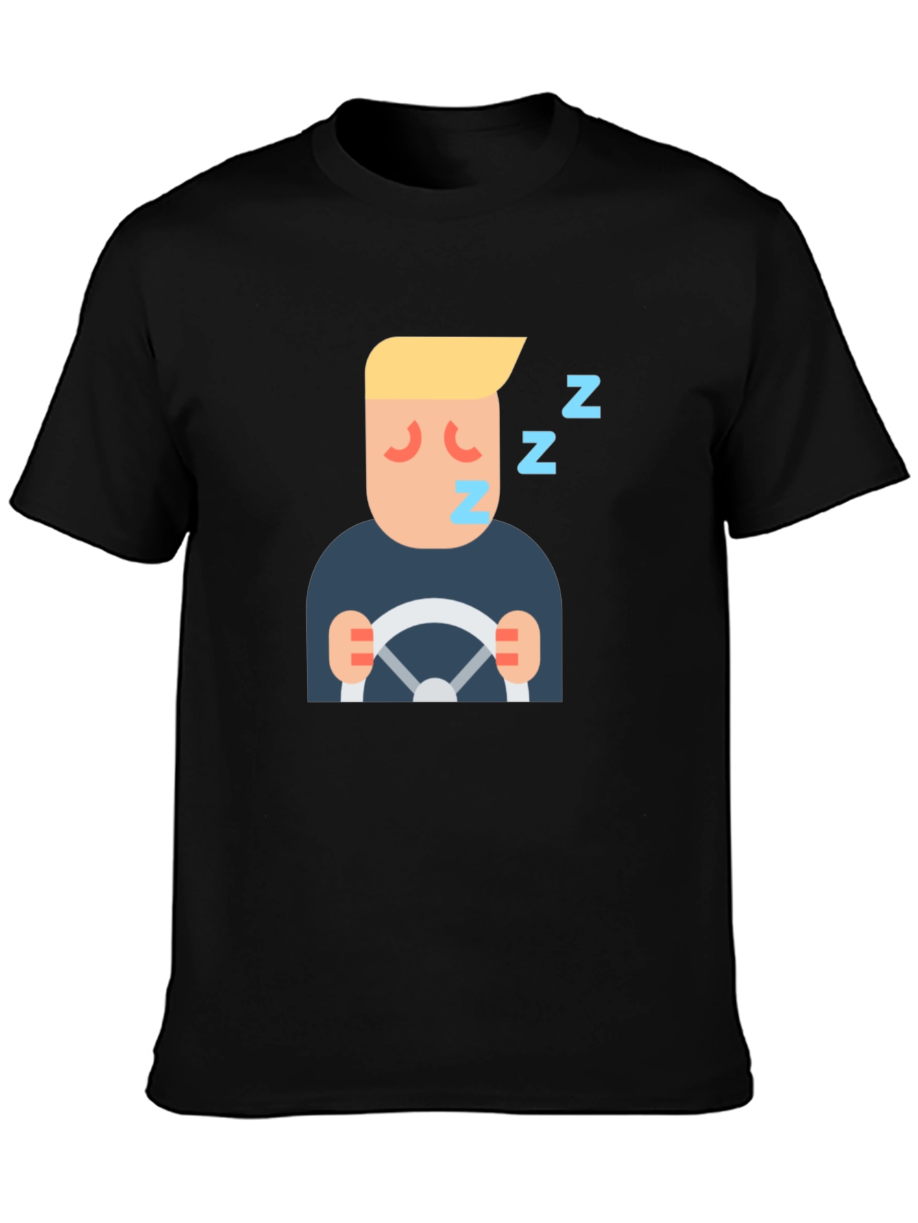Sleepy Driver Graphic Tee - Black Cotton T-Shirt