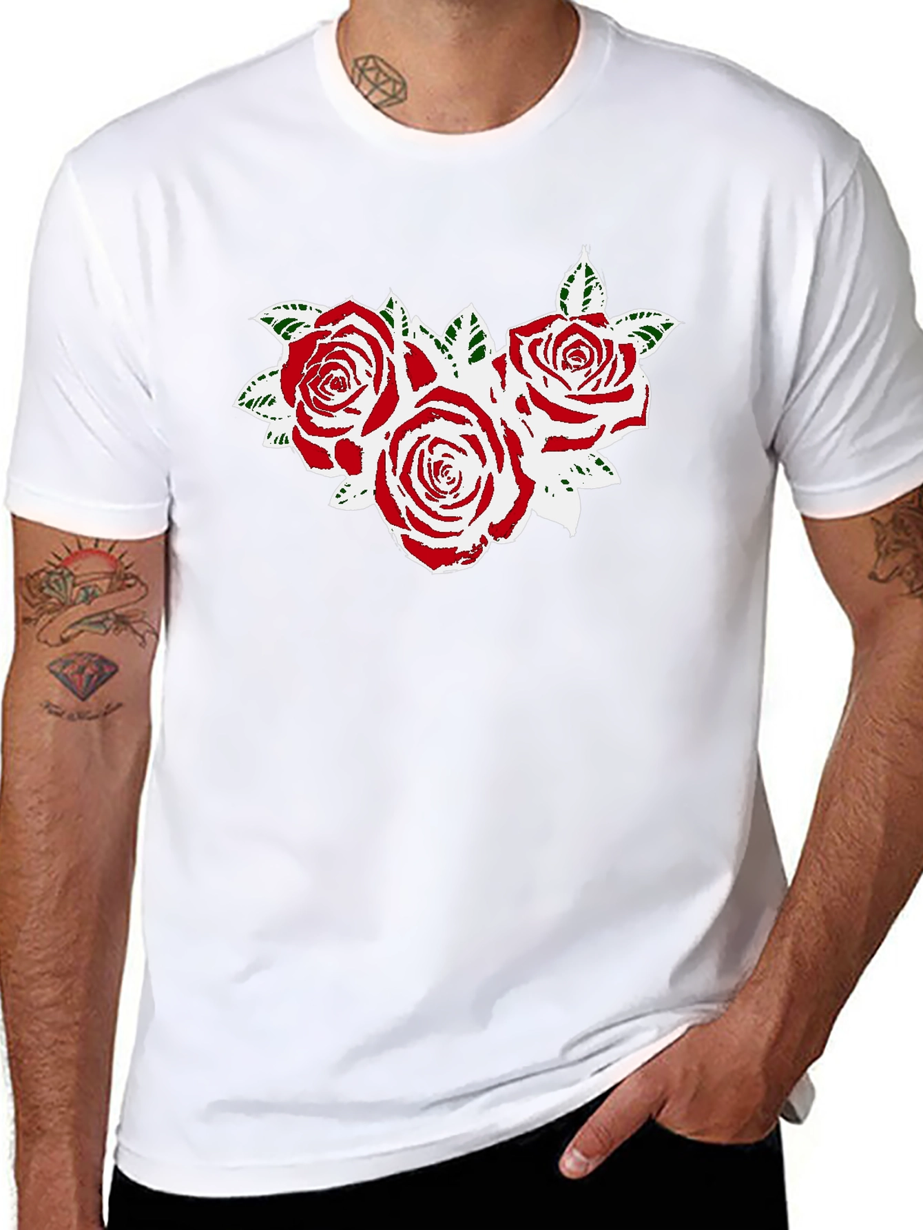 Rose Graphic Black T-Shirt - Floral Design