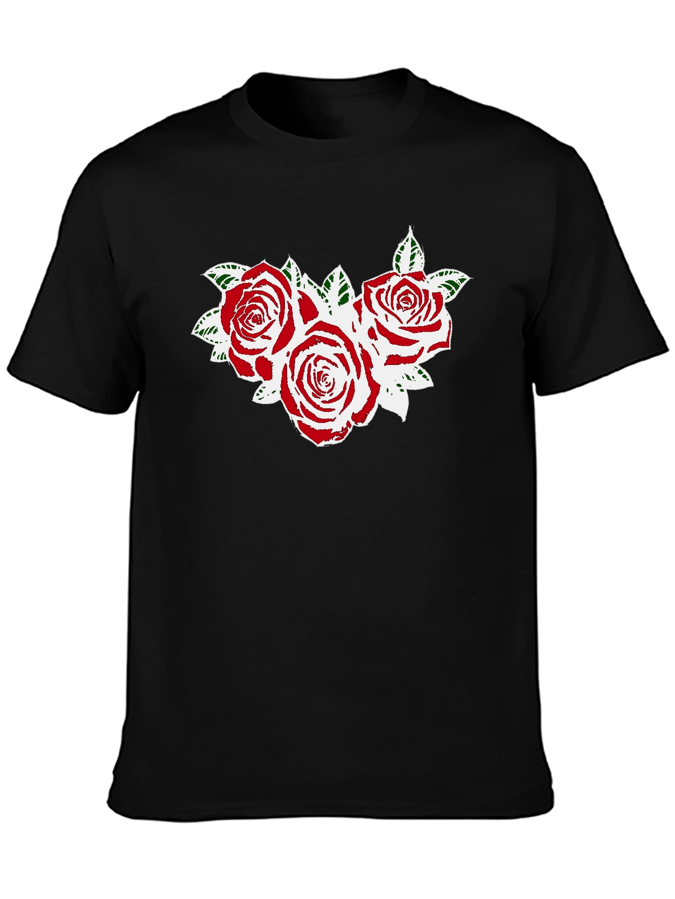 Rose Graphic Black T-Shirt - Floral Design