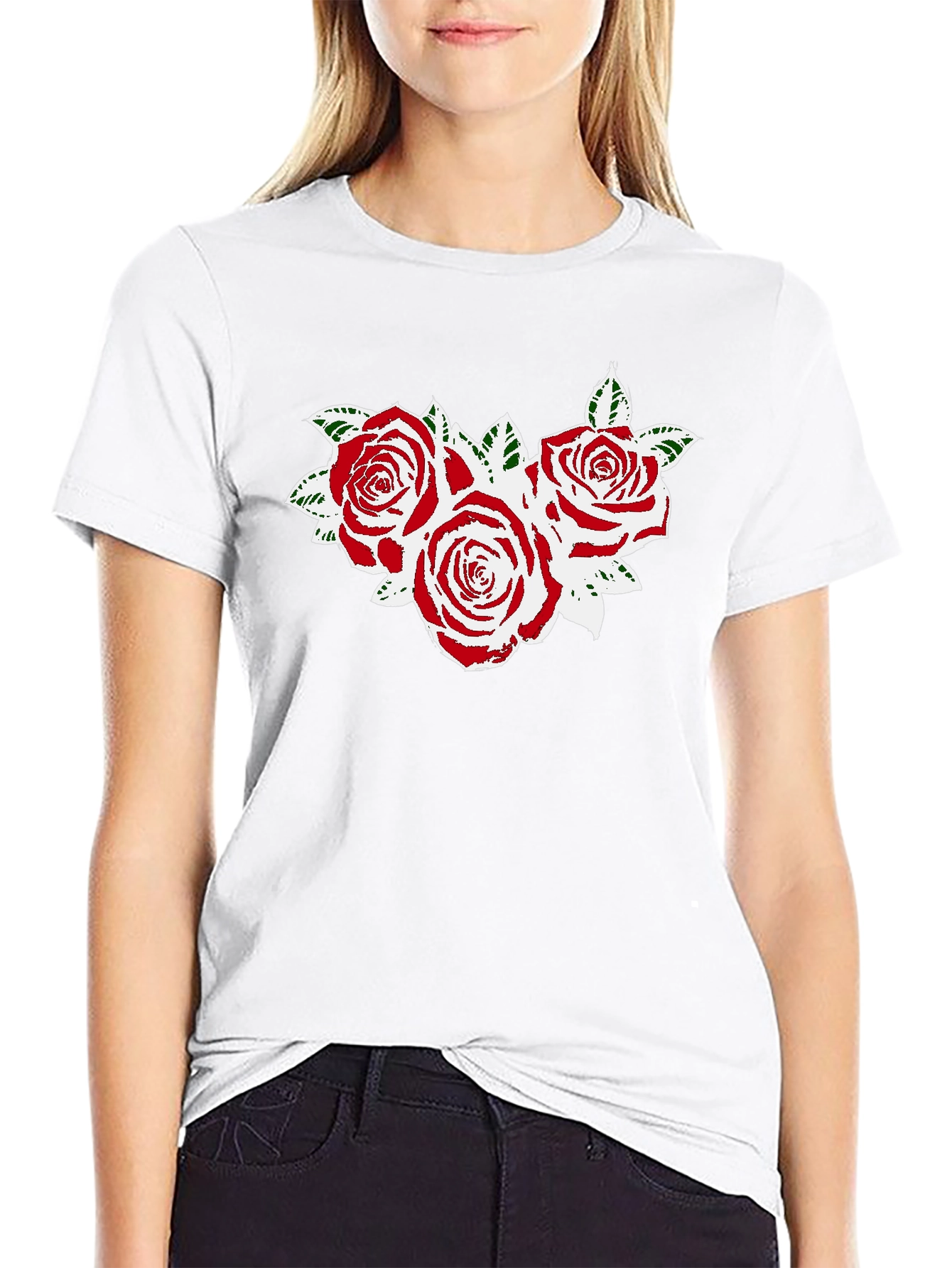 Rose Graphic Black T-Shirt - Floral Design