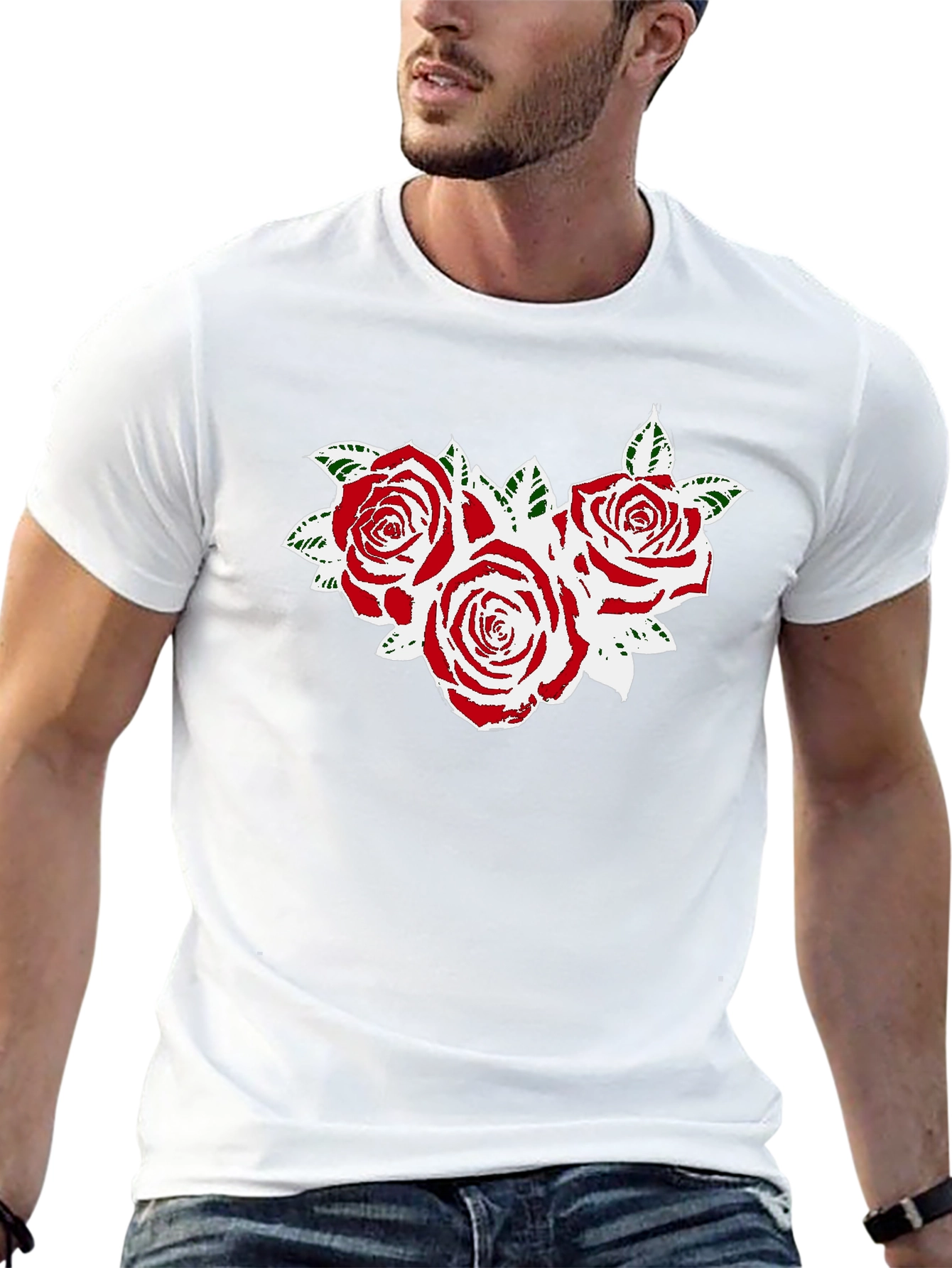 Rose Graphic Black T-Shirt - Floral Design
