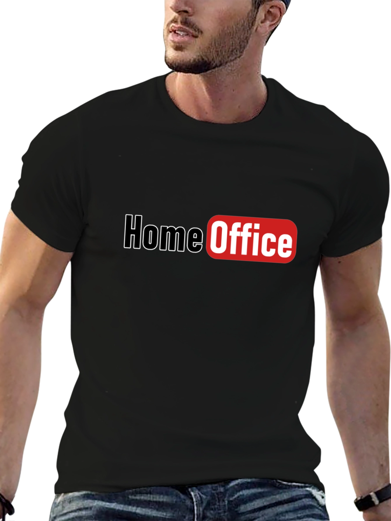 Home Office Graphic T-Shirt - Black Casual Tee
