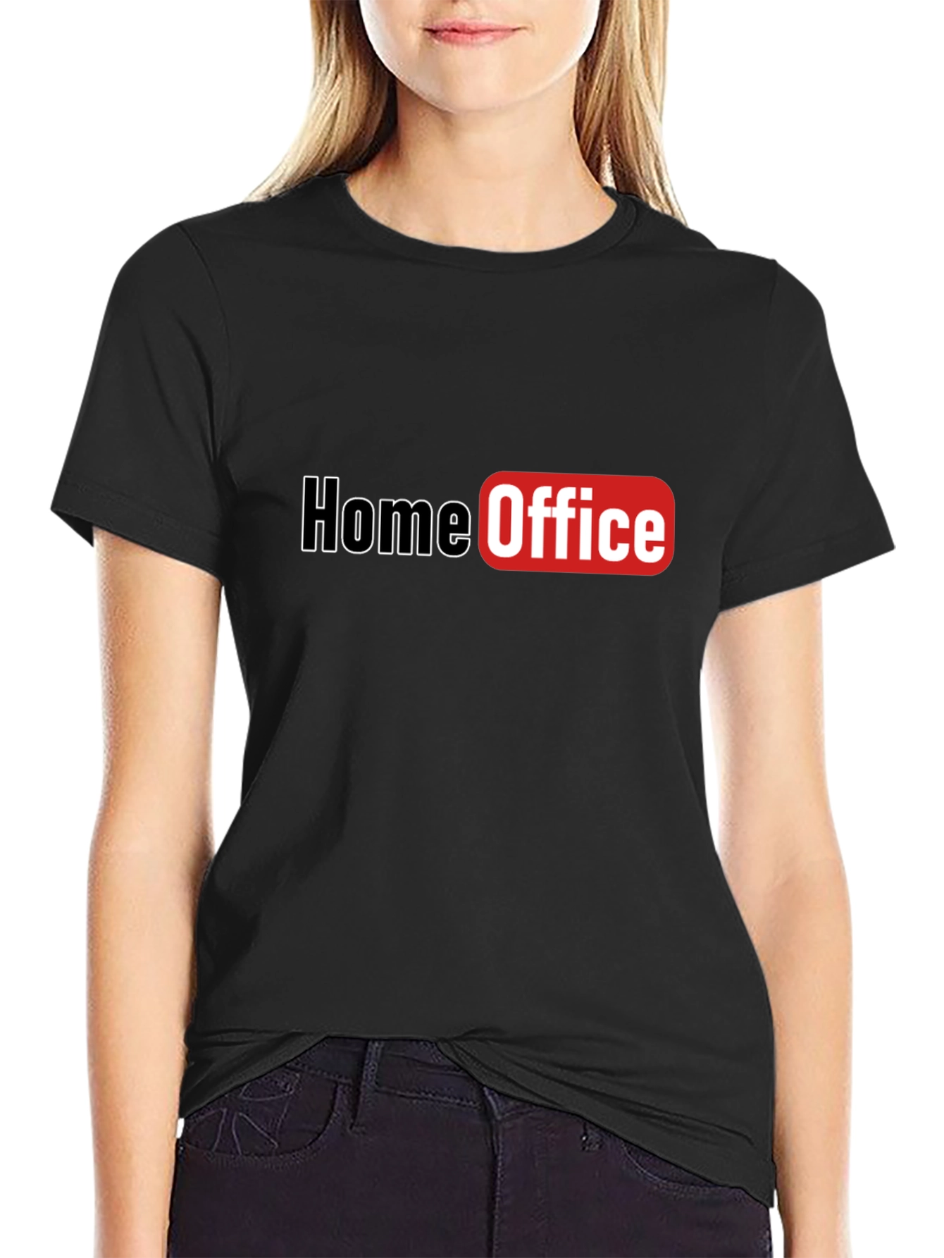 Home Office Graphic T-Shirt - Black Casual Tee