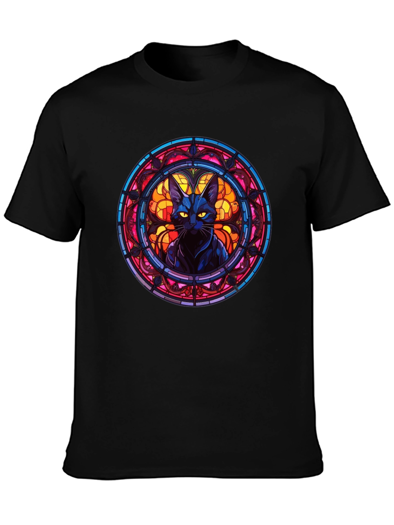 Stained Glass Cat Graphic T-Shirt