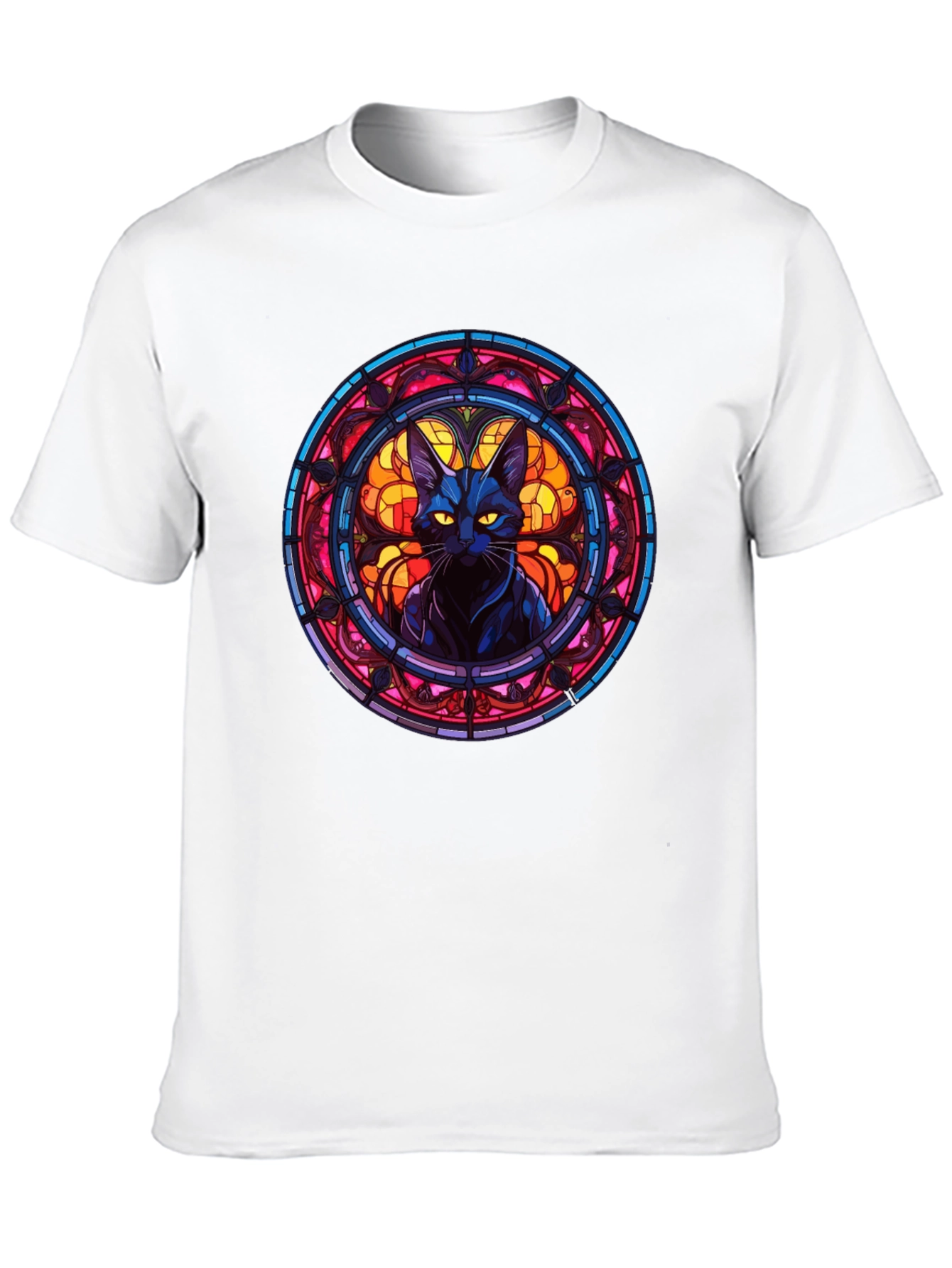 Stained Glass Cat Graphic T-Shirt