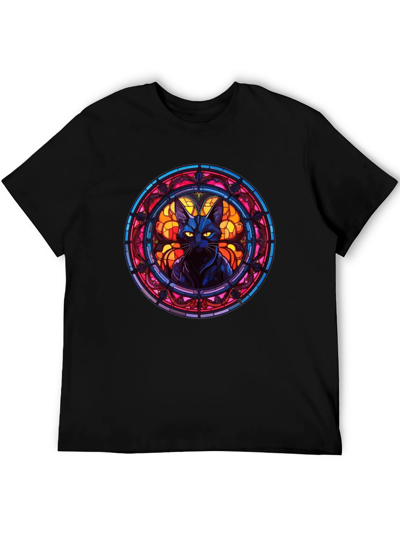 Stained Glass Cat Graphic T-Shirt