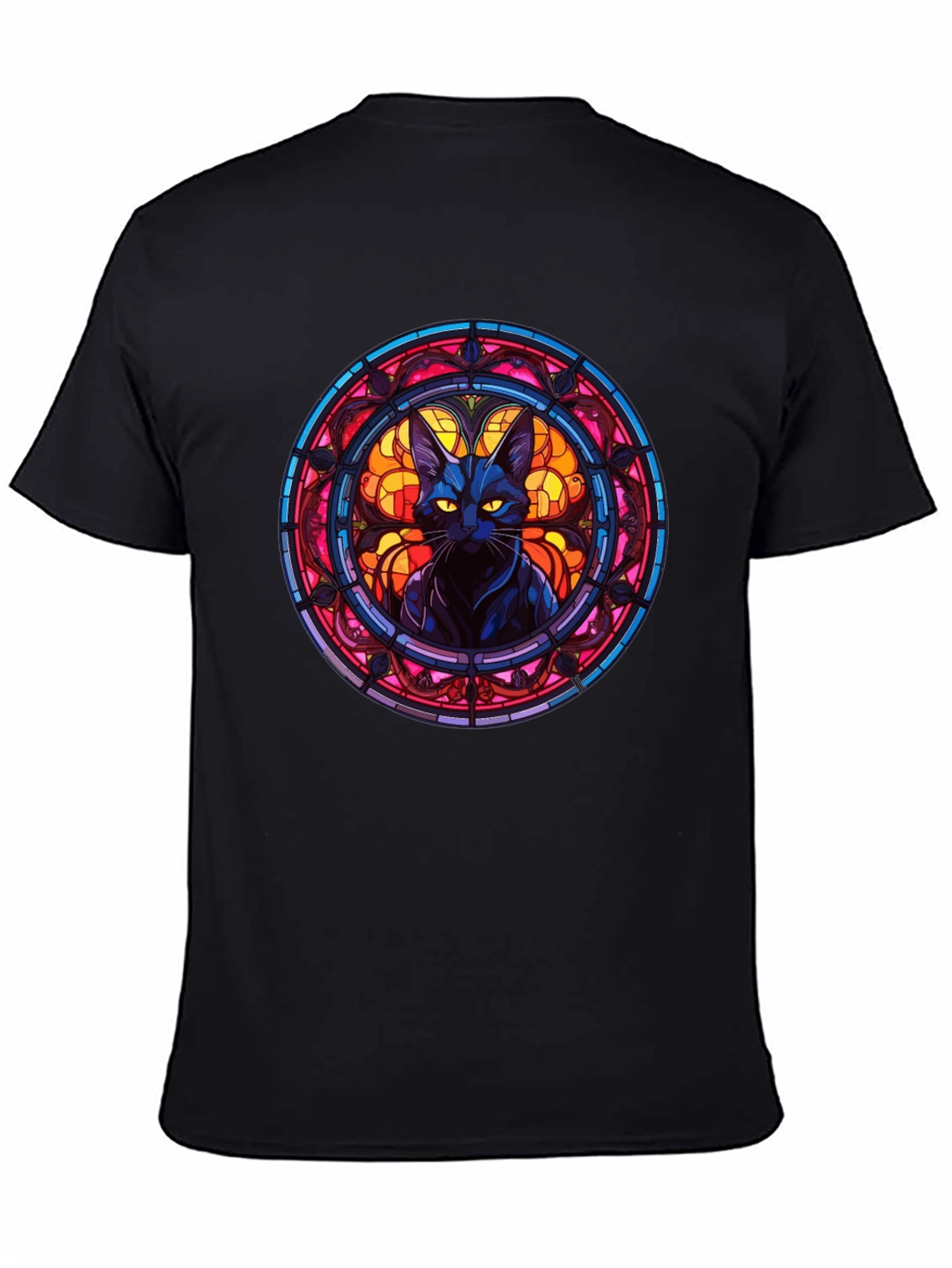 Stained Glass Cat Graphic T-Shirt