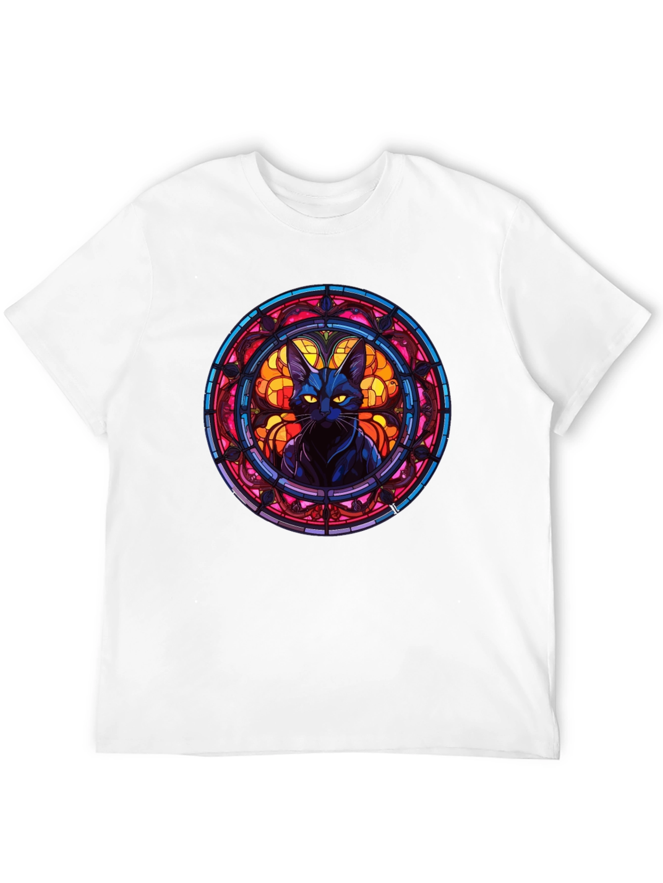 Stained Glass Cat Graphic T-Shirt