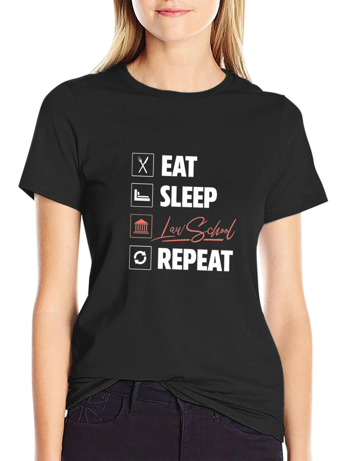 Eat Sleep Law School Repeat Graphic Tee