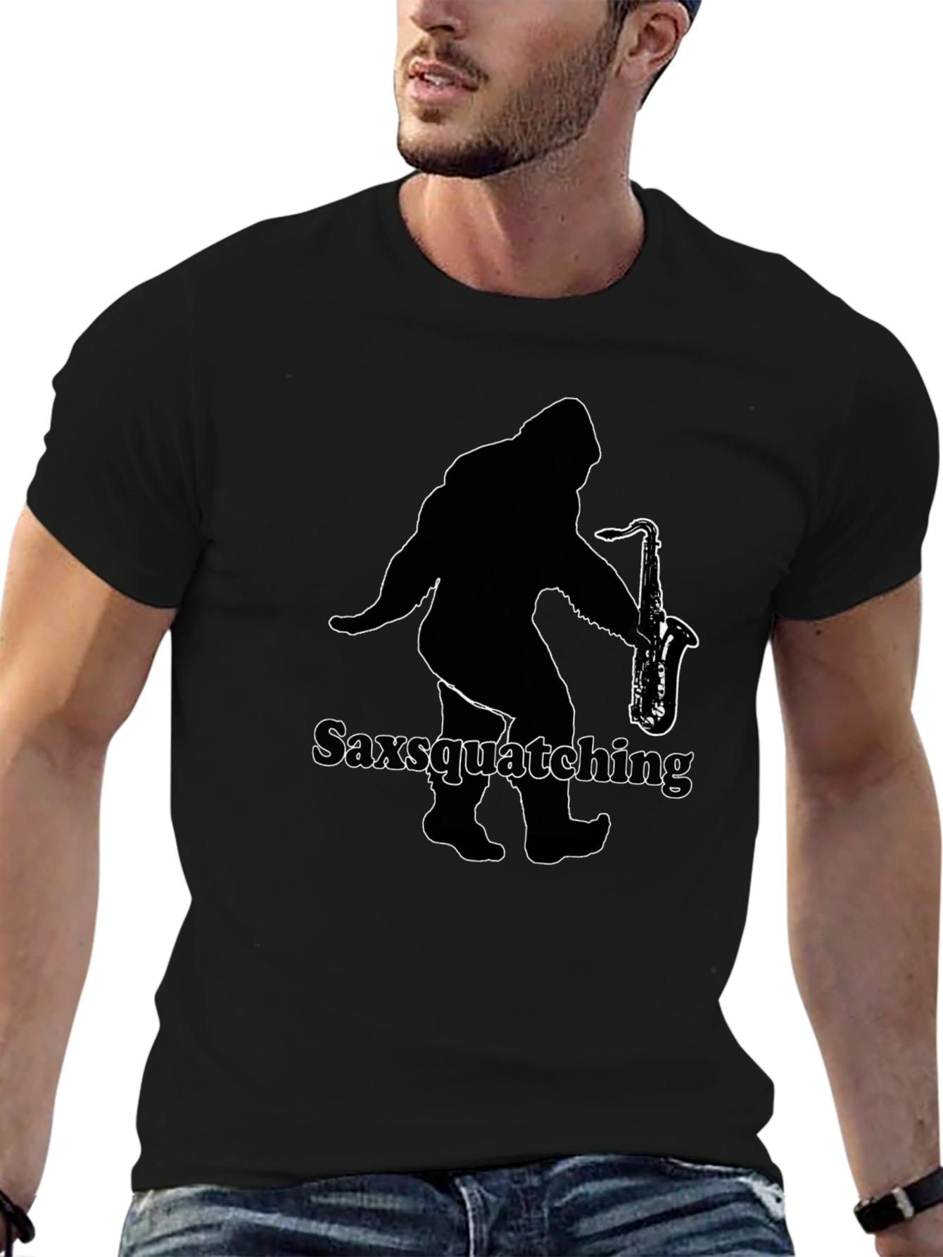 Saxsquatching Black T-Shirt