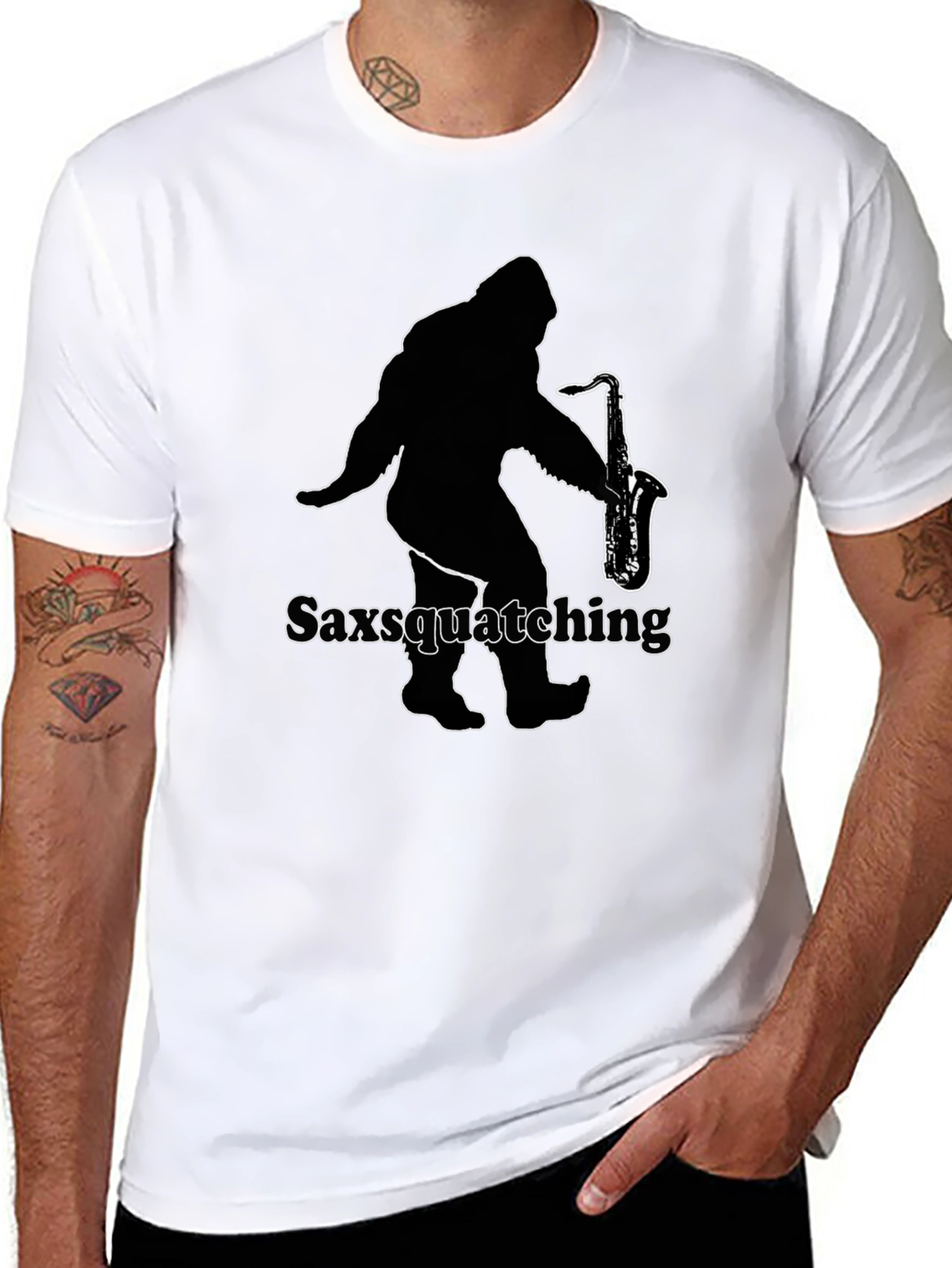 Saxsquatching Black T-Shirt
