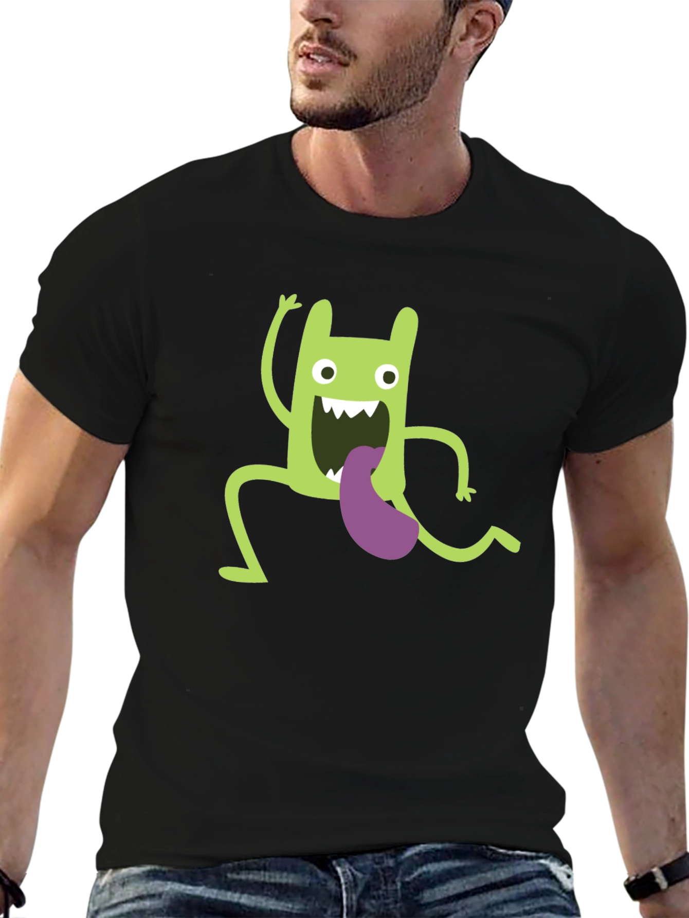 Funny Green Monster Graphic T-Shirt