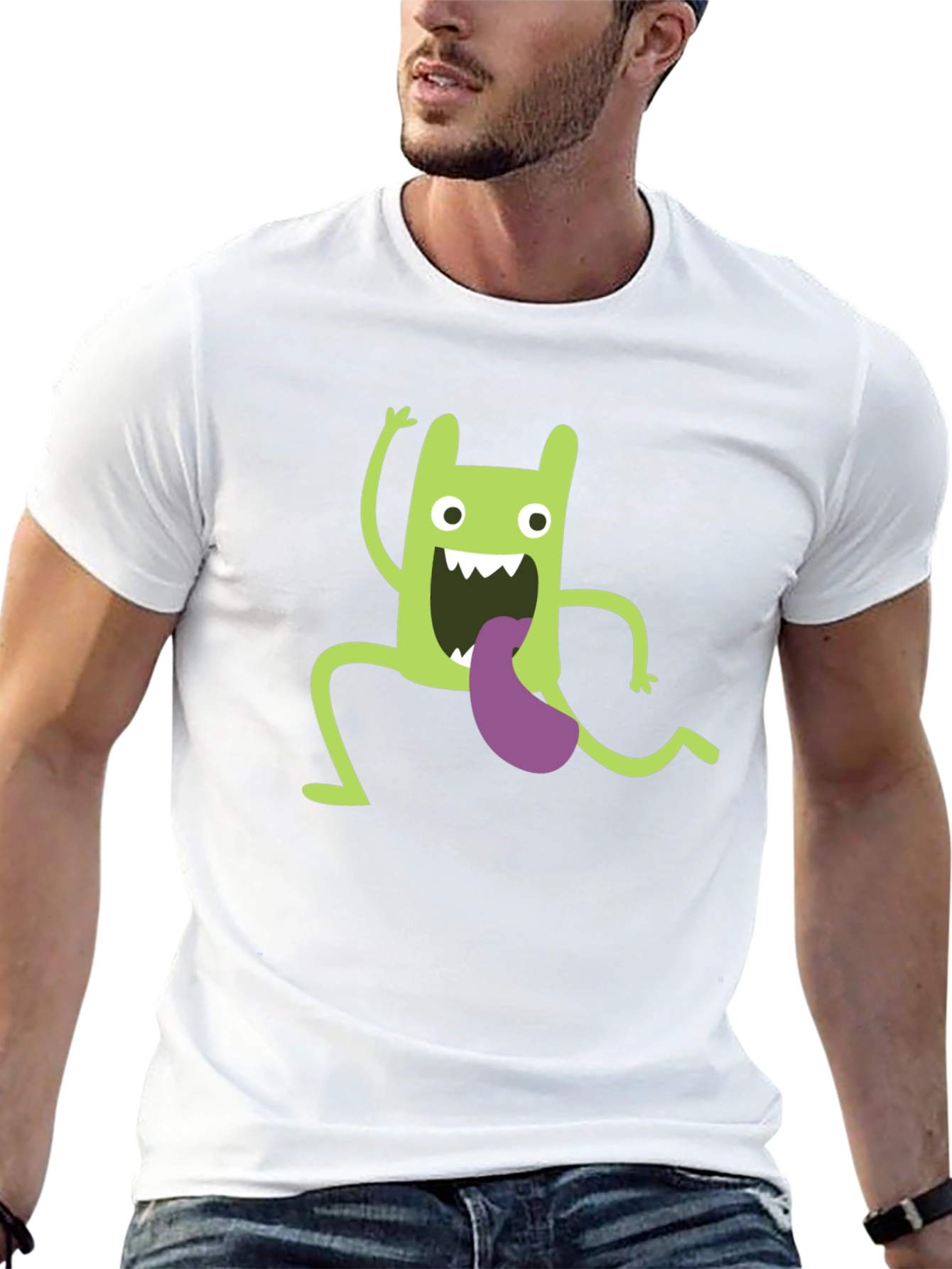 Funny Green Monster Graphic T-Shirt