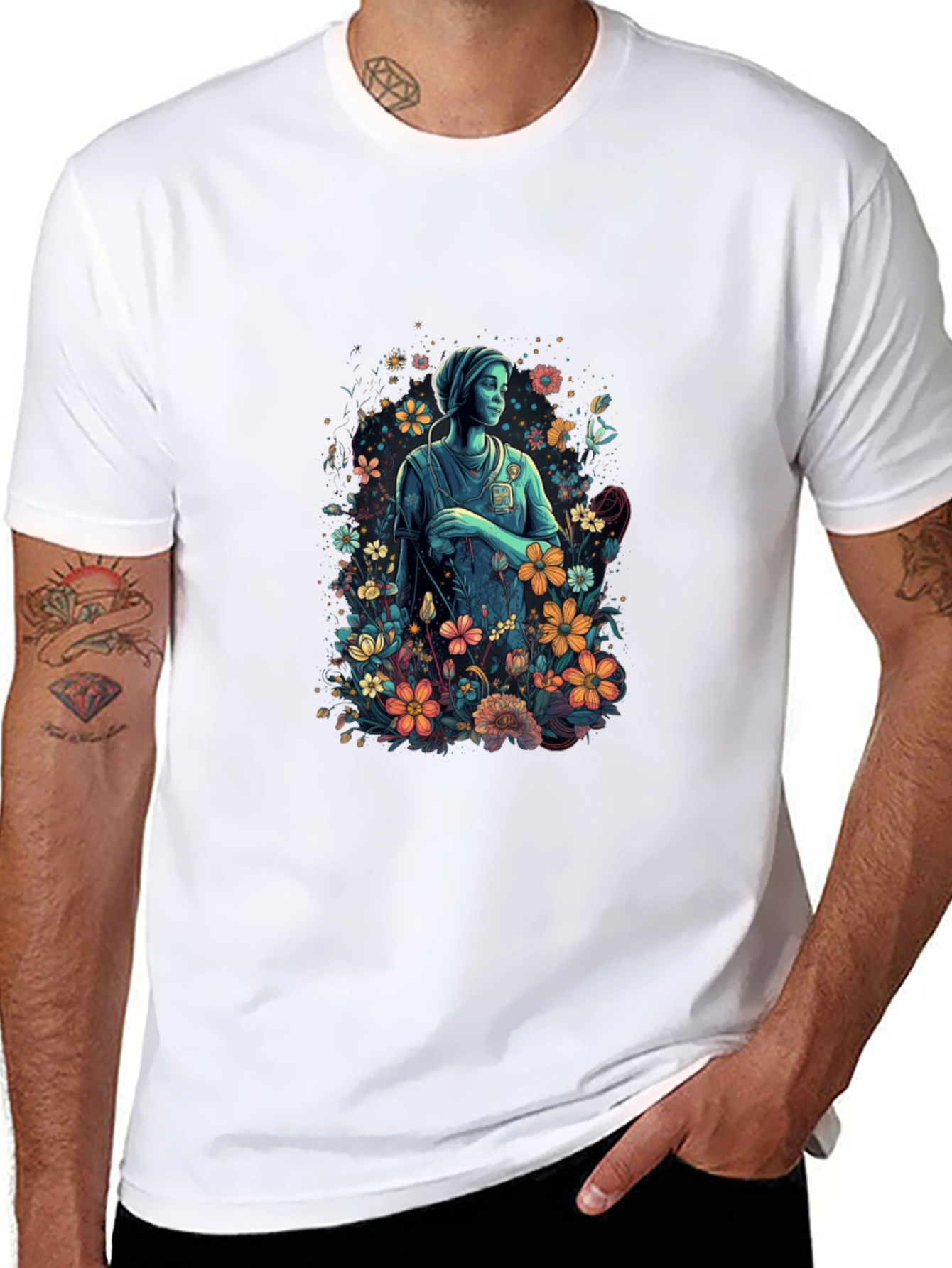 Floral Nurse Unisex T-Shirt