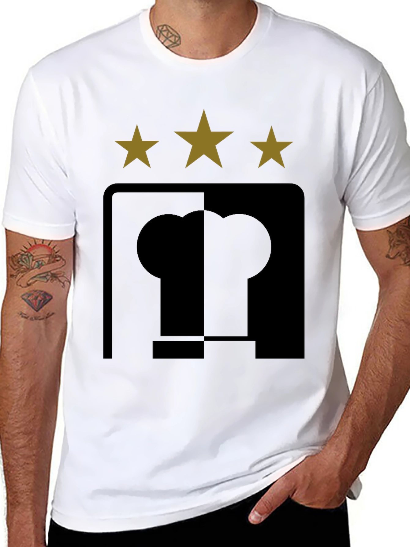 Stylish Black T-Shirt with Unique Star & Symbol Design