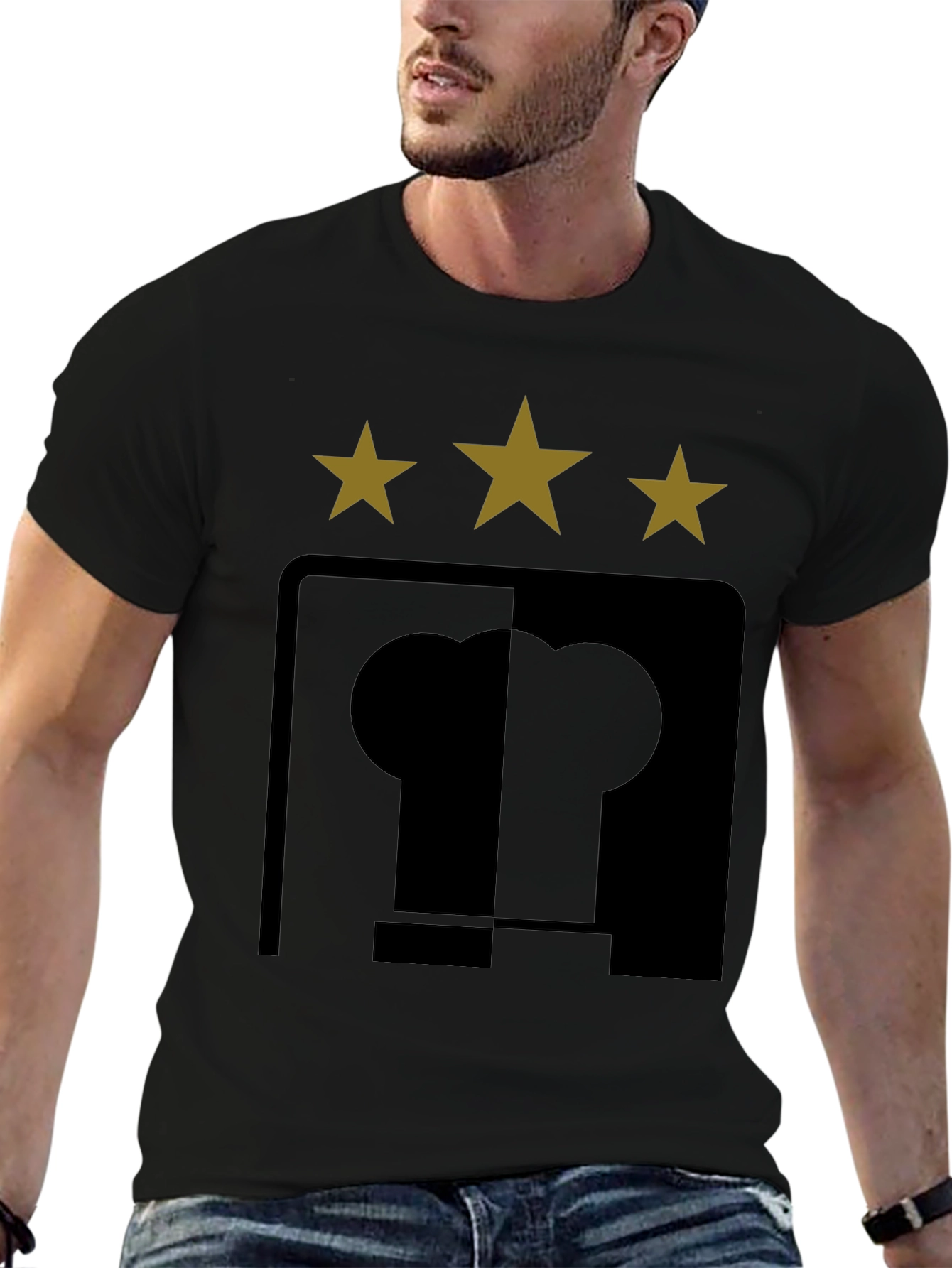 Stylish Black T-Shirt with Unique Star & Symbol Design