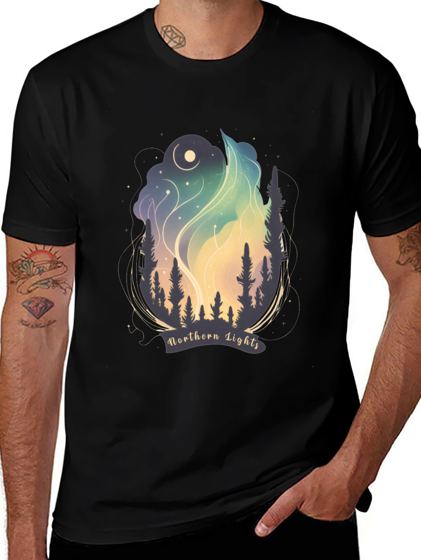 Northern Lights Graphic Tee - Black