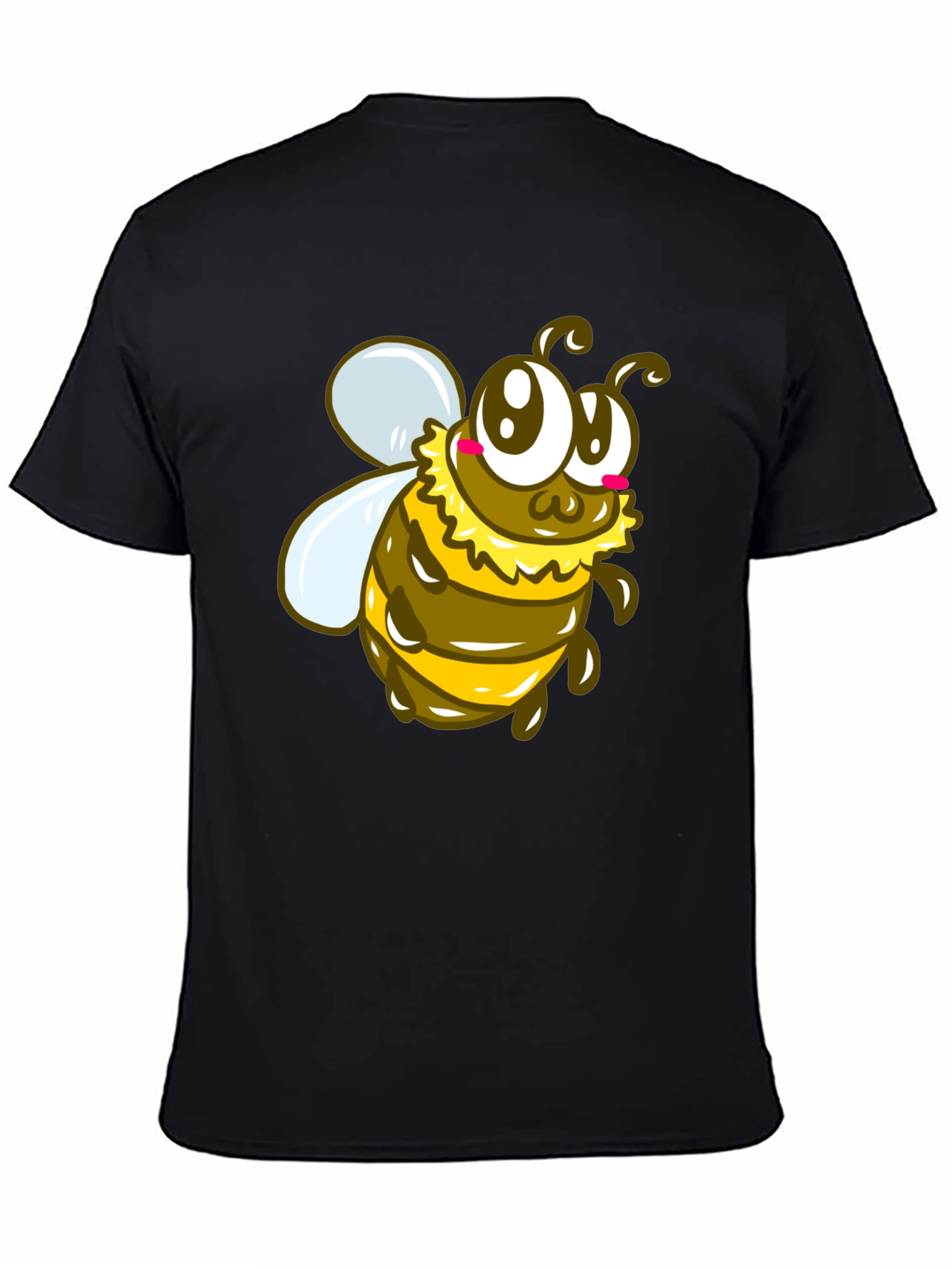 Cute Cartoon Bee Graphic Black T-Shirt