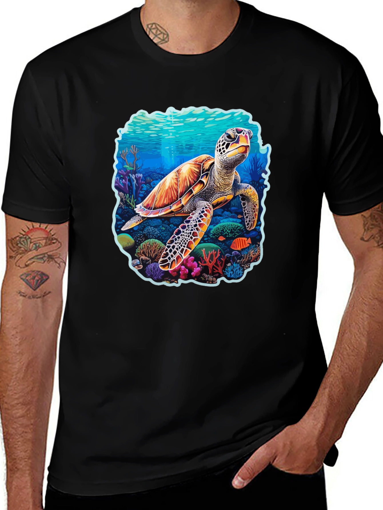 Sea Turtle Graphic Tee - Black