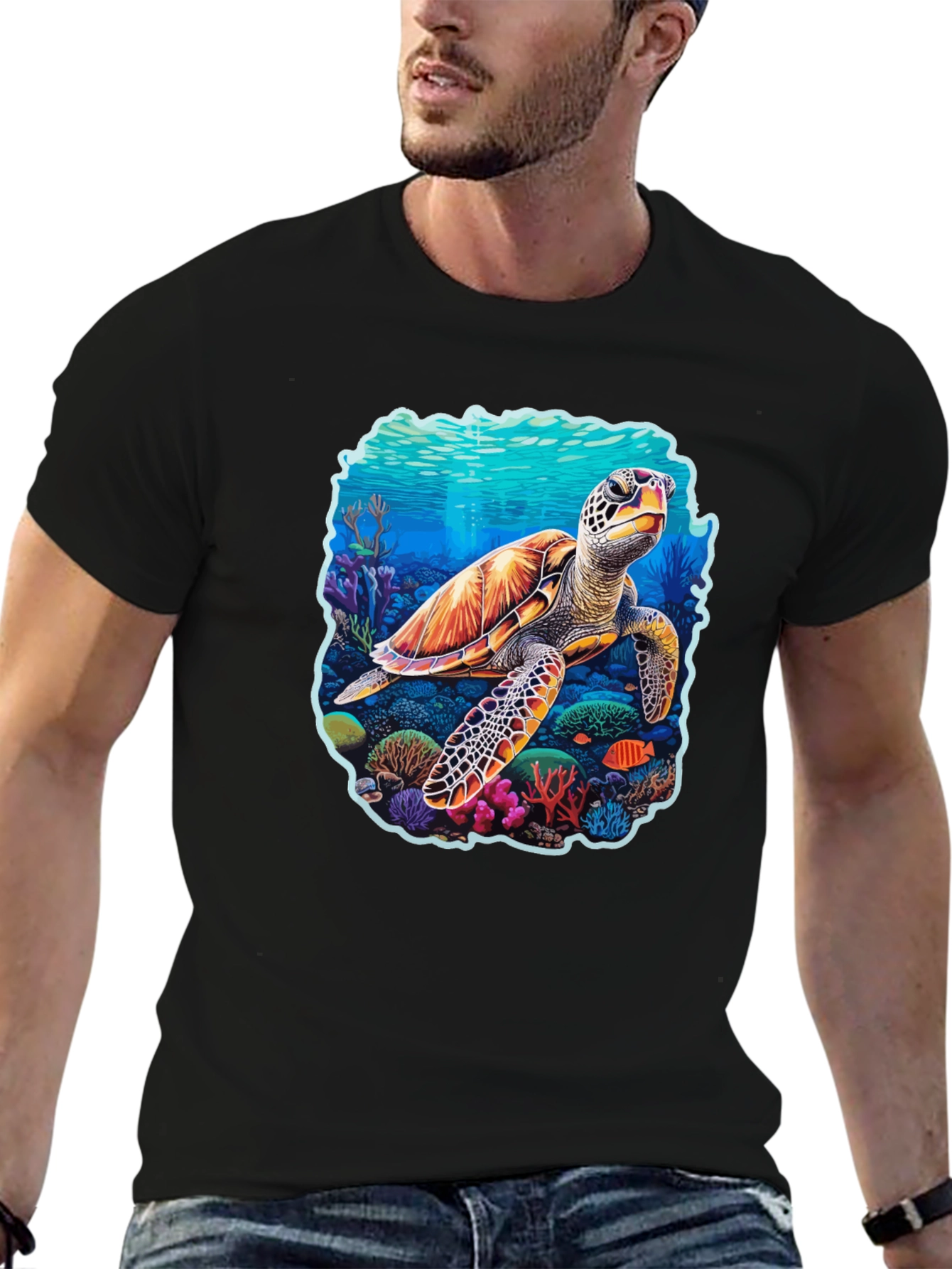 Sea Turtle Graphic Tee - Black
