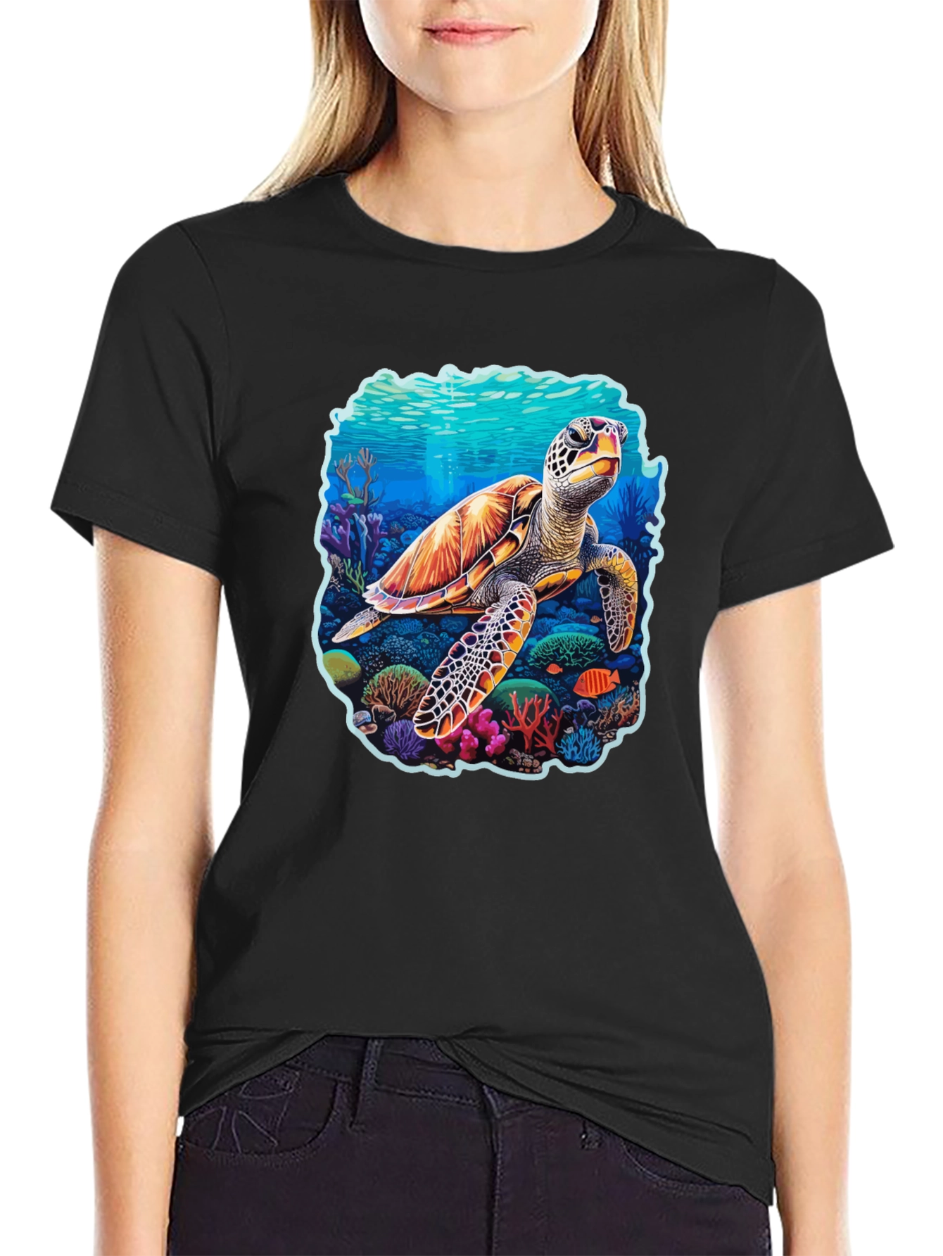 Sea Turtle Graphic Tee - Black